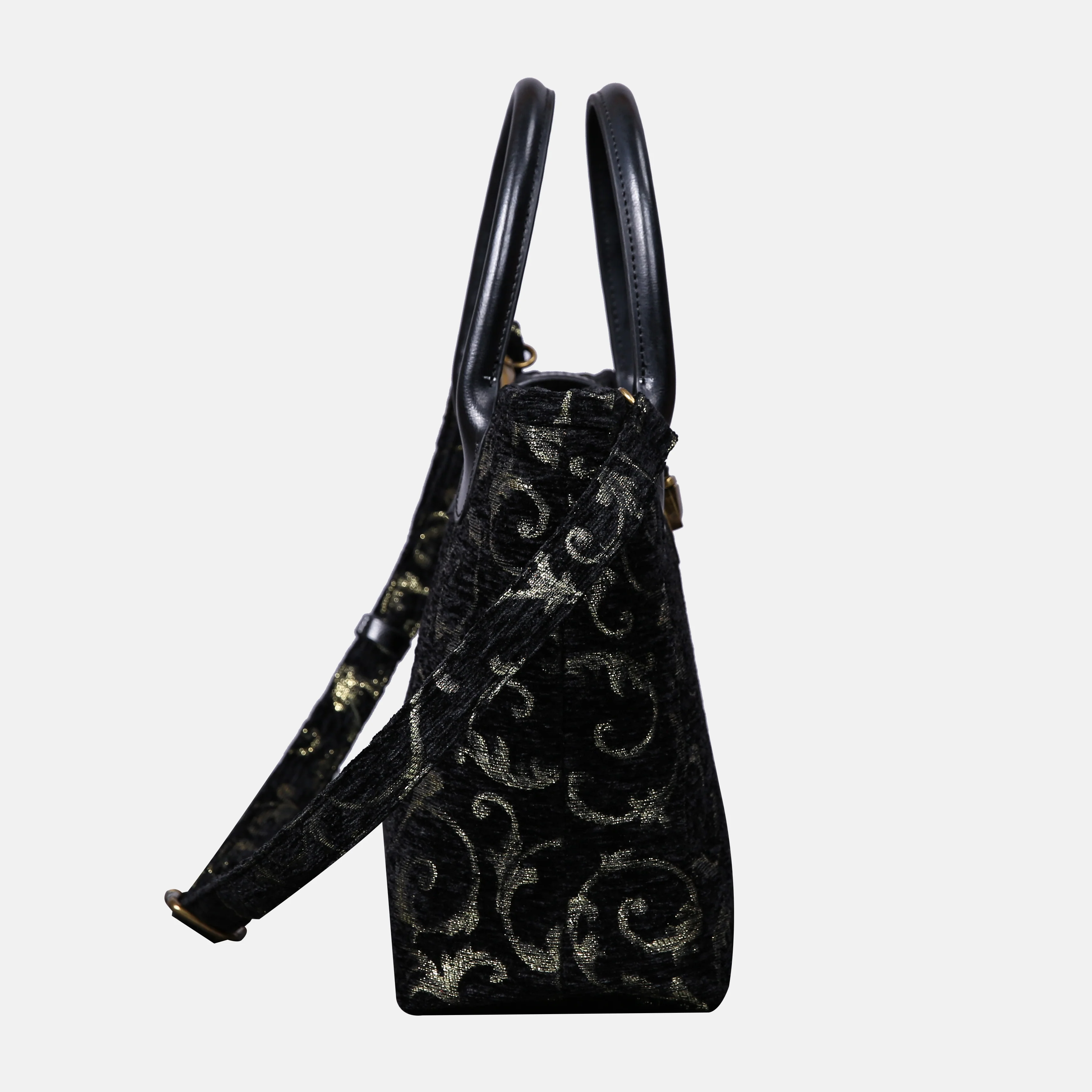 Swirls Black/Green Tuck Lock Carpet Satchel - Image 3