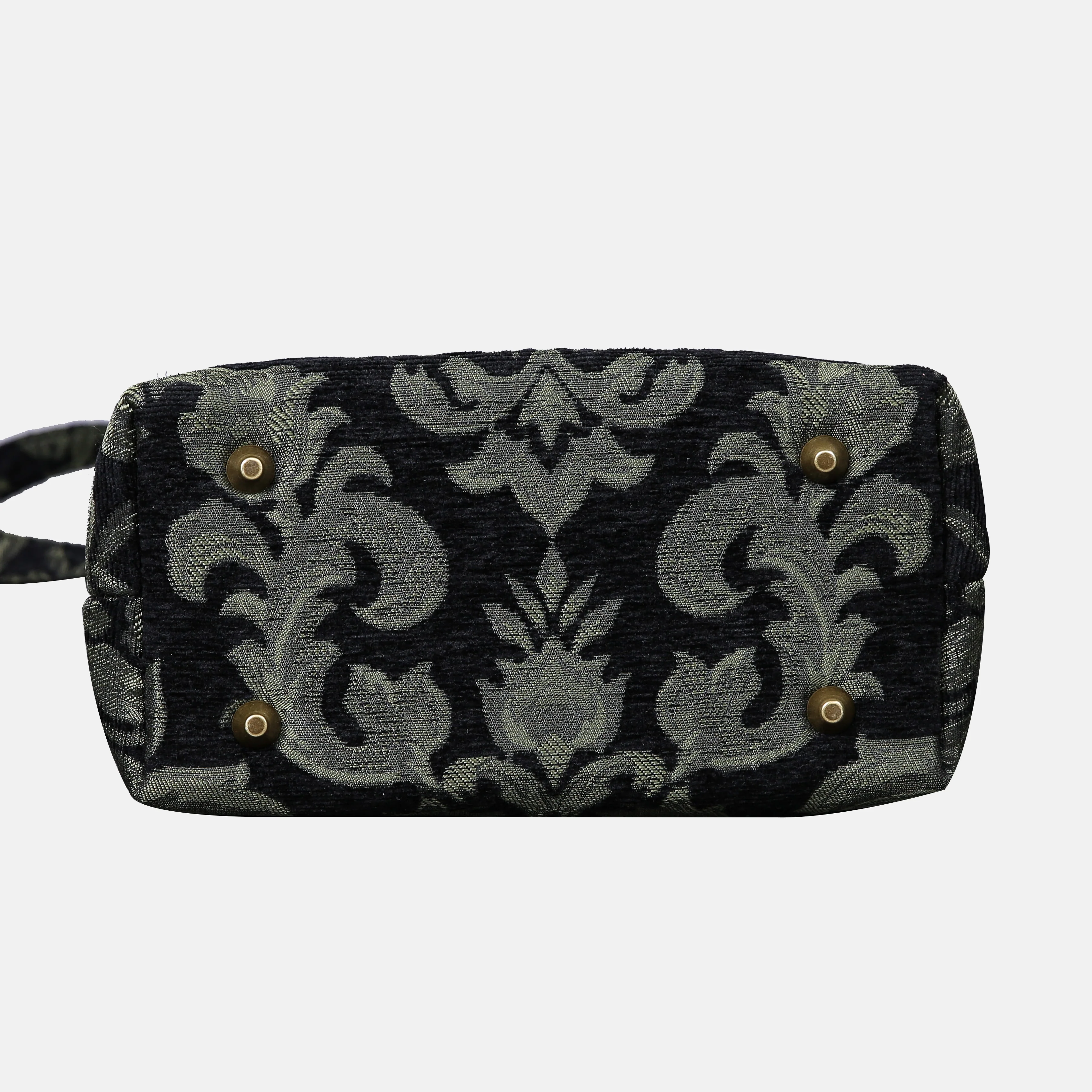Victorian Blossom Black/Green Tuck Lock Carpet Satchel - Image 5