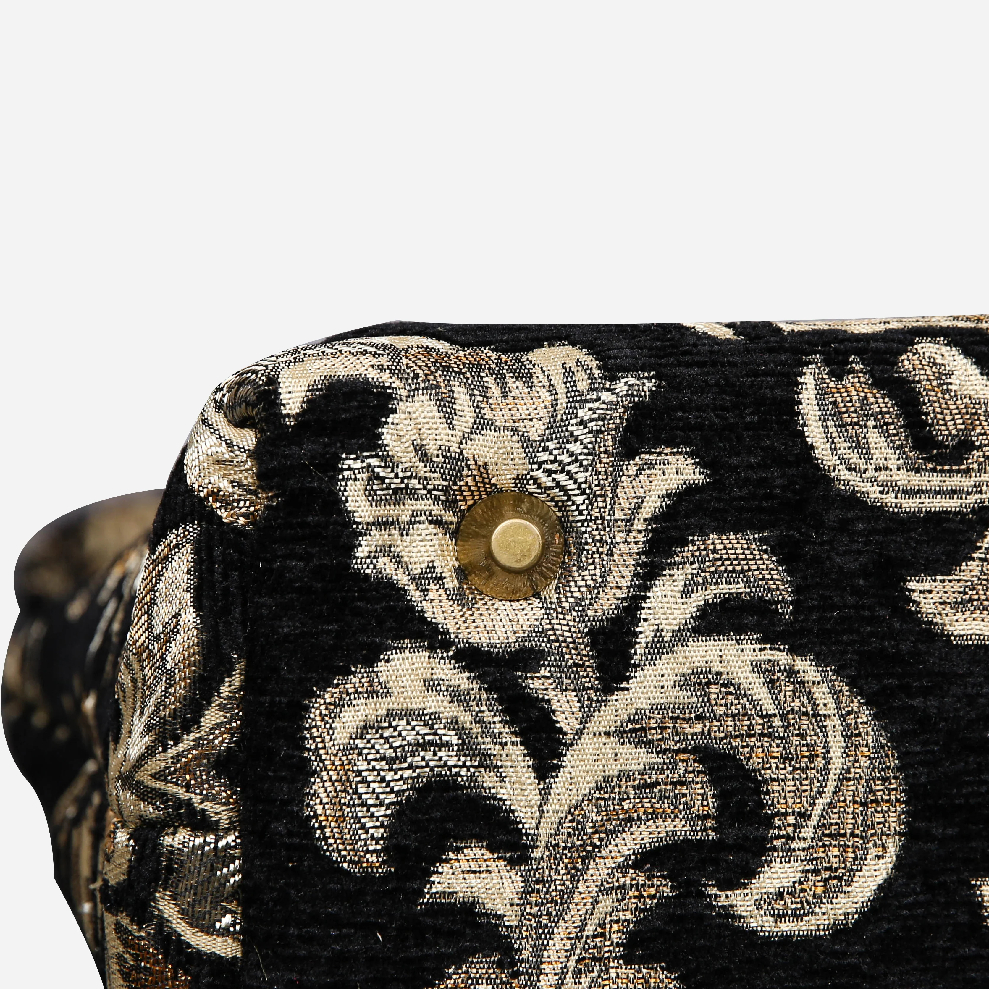 Victorian Blossom Black/Gold Tuck Lock Carpet Satchel - Image 7