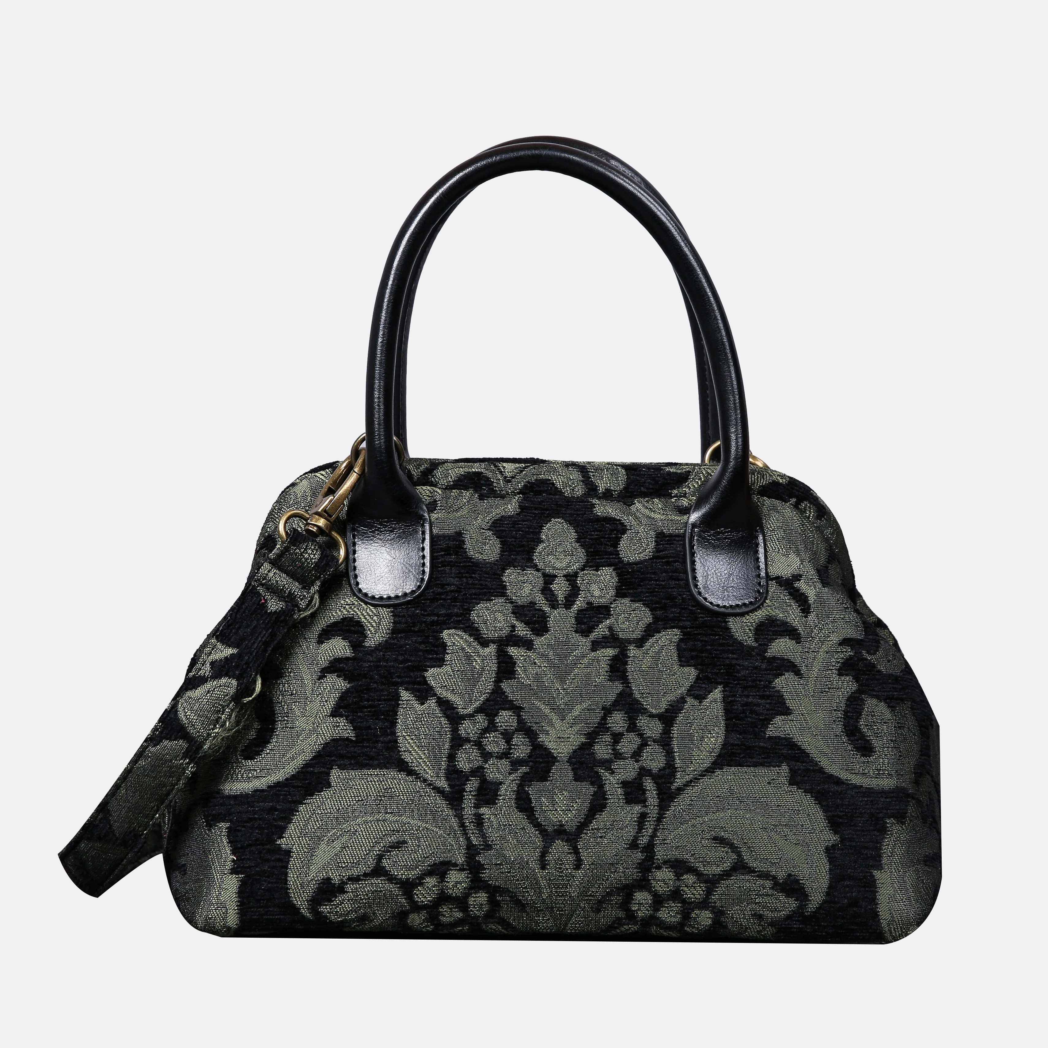 Victorian Blossom Black/Green Carpet Satchel