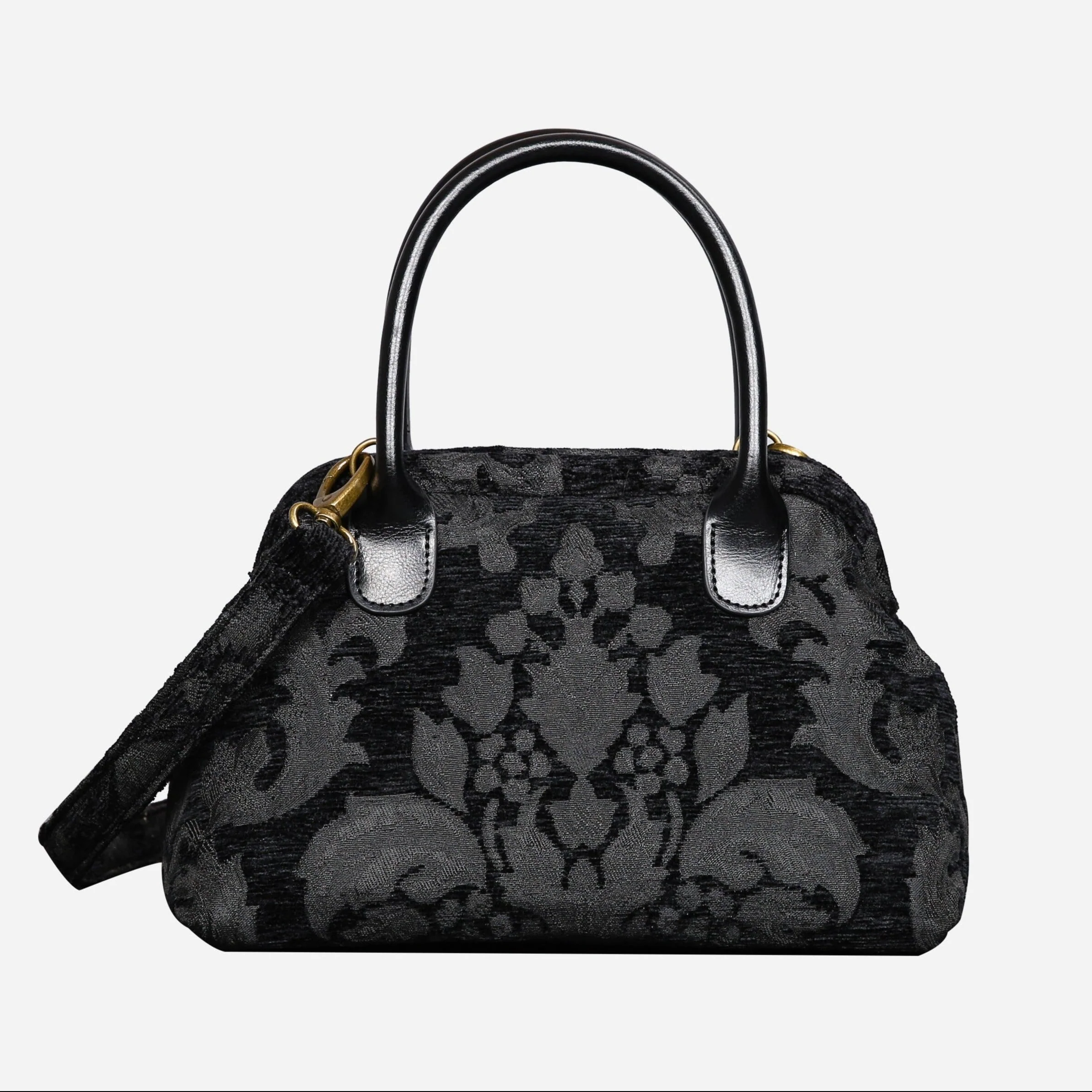 Victorian Blossom Black/Black Carpet Satchel