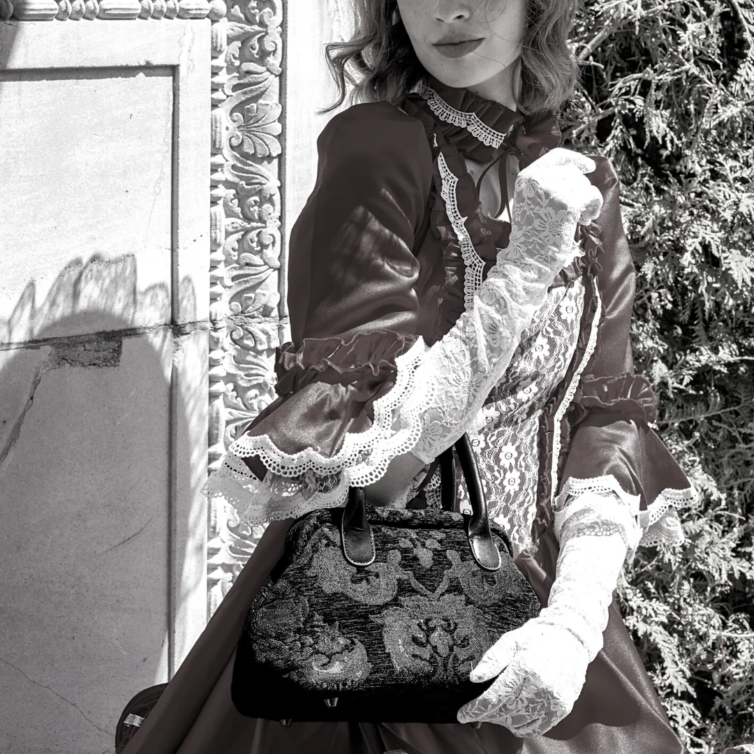 Victorian Blossom Black/Black Carpet Satchel - Image 2