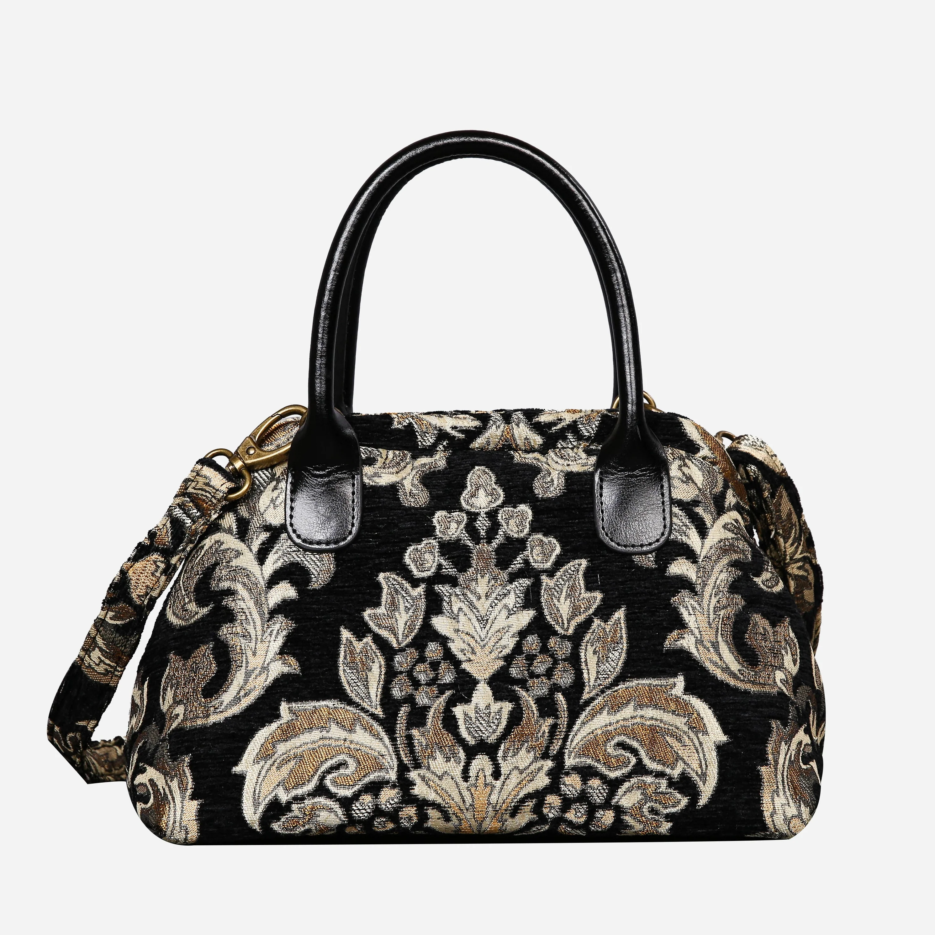 Victorian Blossom Black/Gold Carpet Satchel