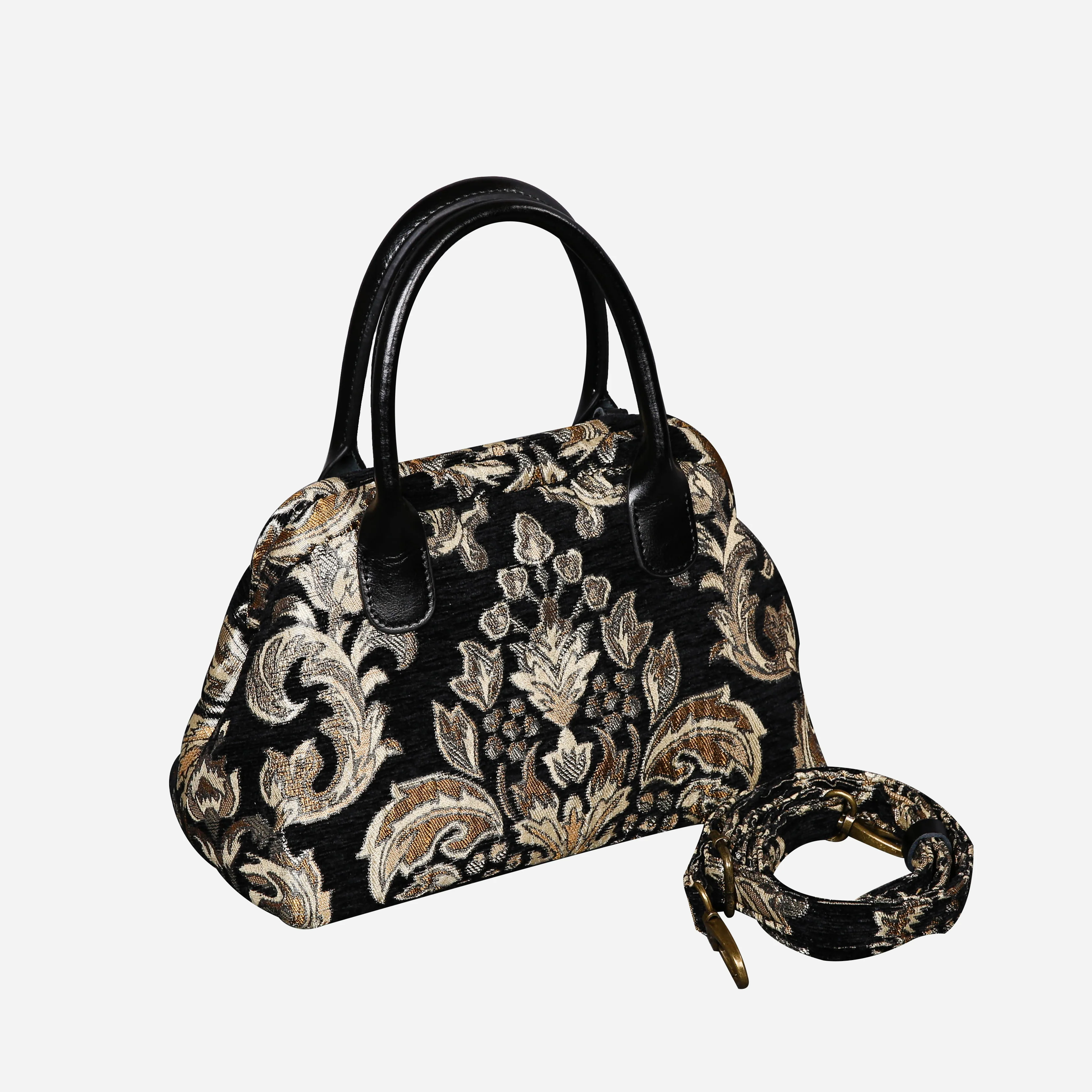 Victorian Blossom Black/Gold Carpet Satchel - Image 3