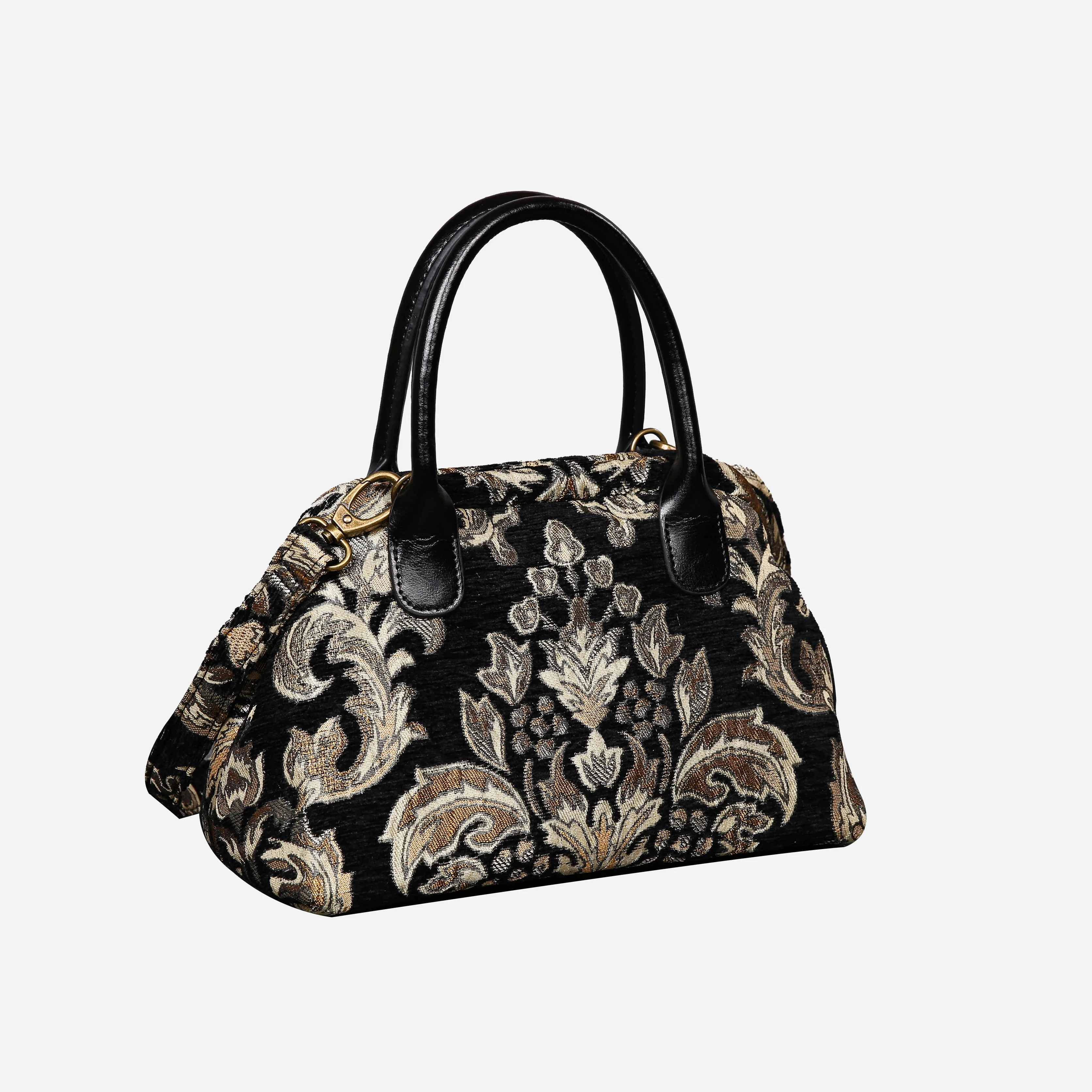 Victorian Blossom Black/Gold Carpet Satchel - Image 4