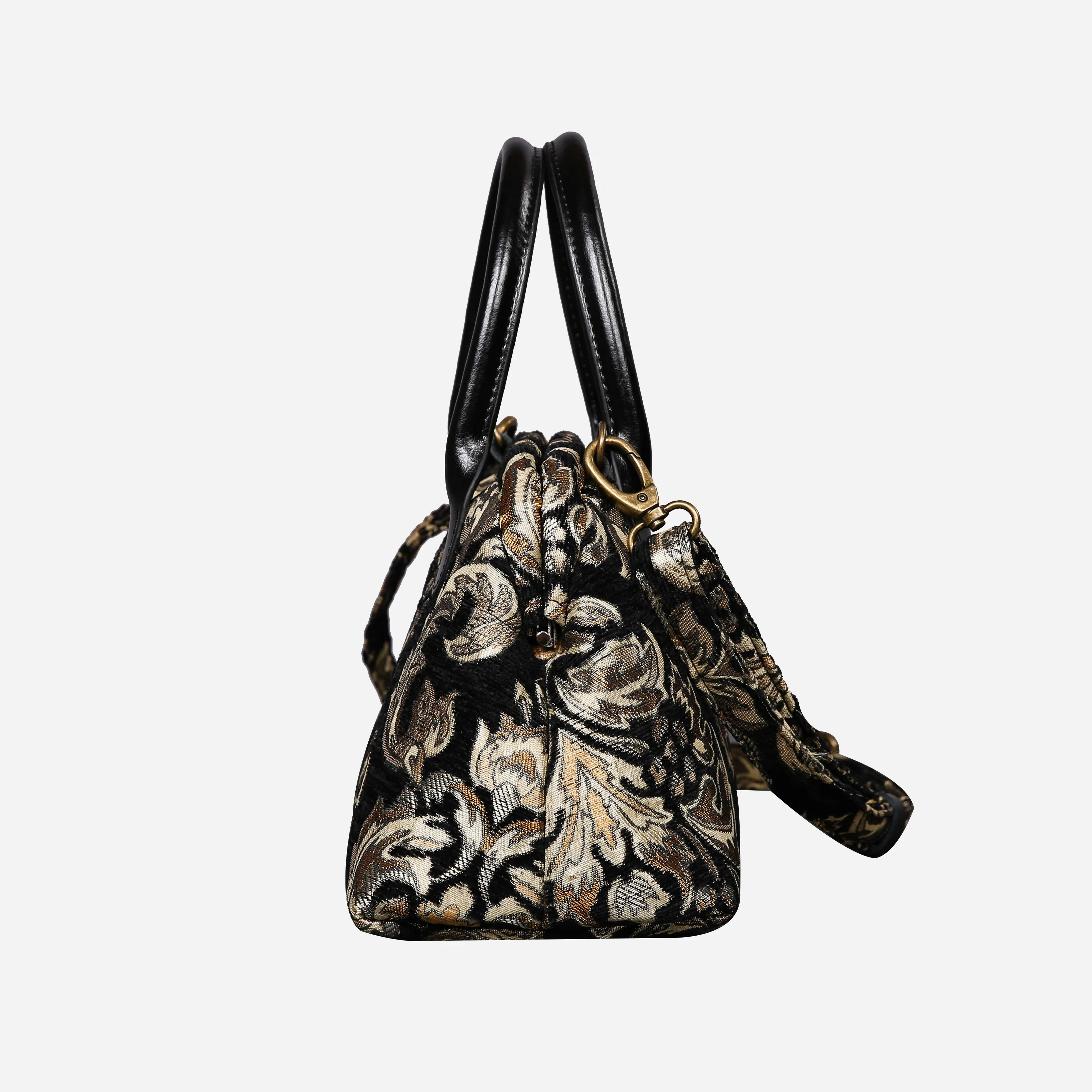 Victorian Blossom Black/Gold Carpet Satchel - Image 5