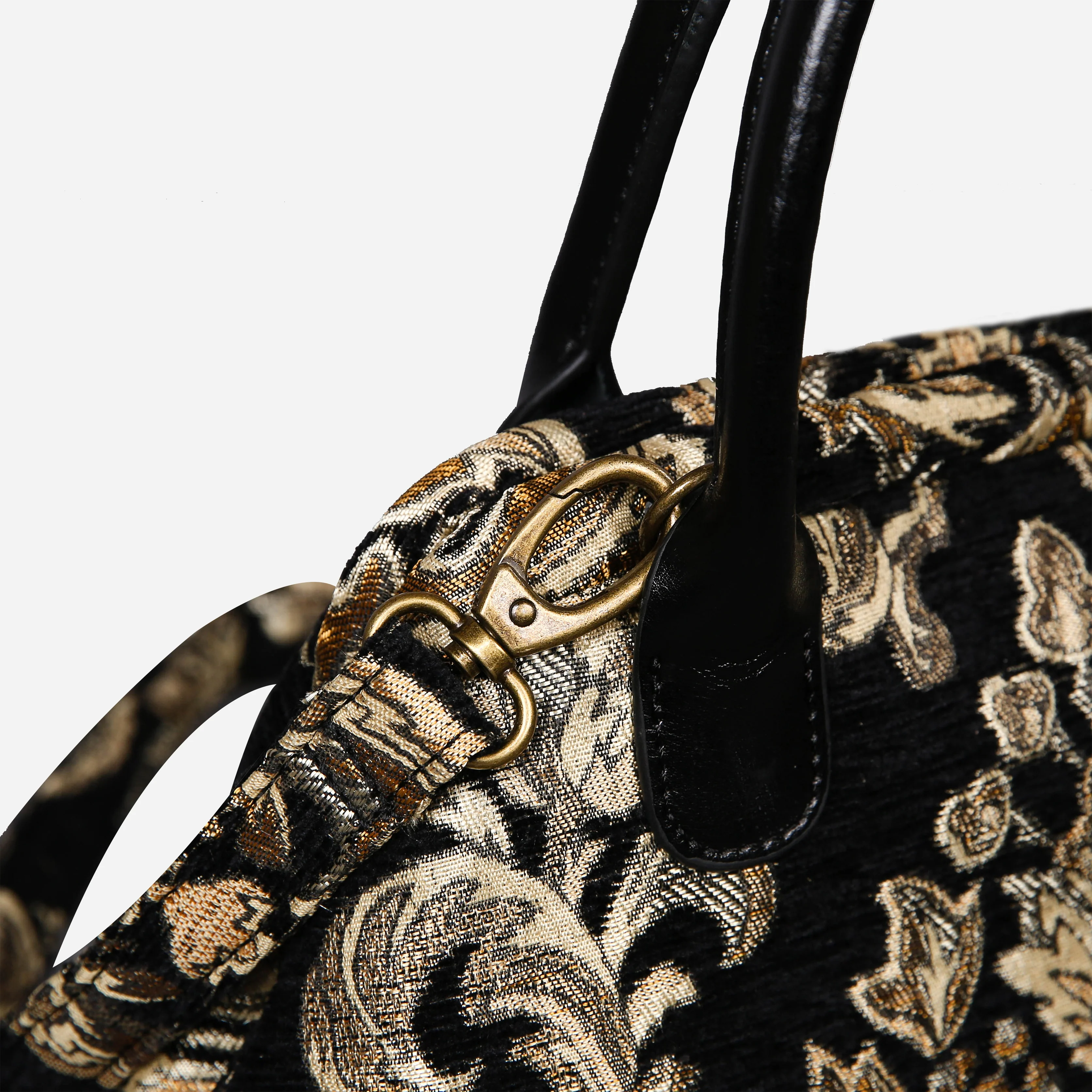 Victorian Blossom Black/Gold Carpet Satchel - Image 7