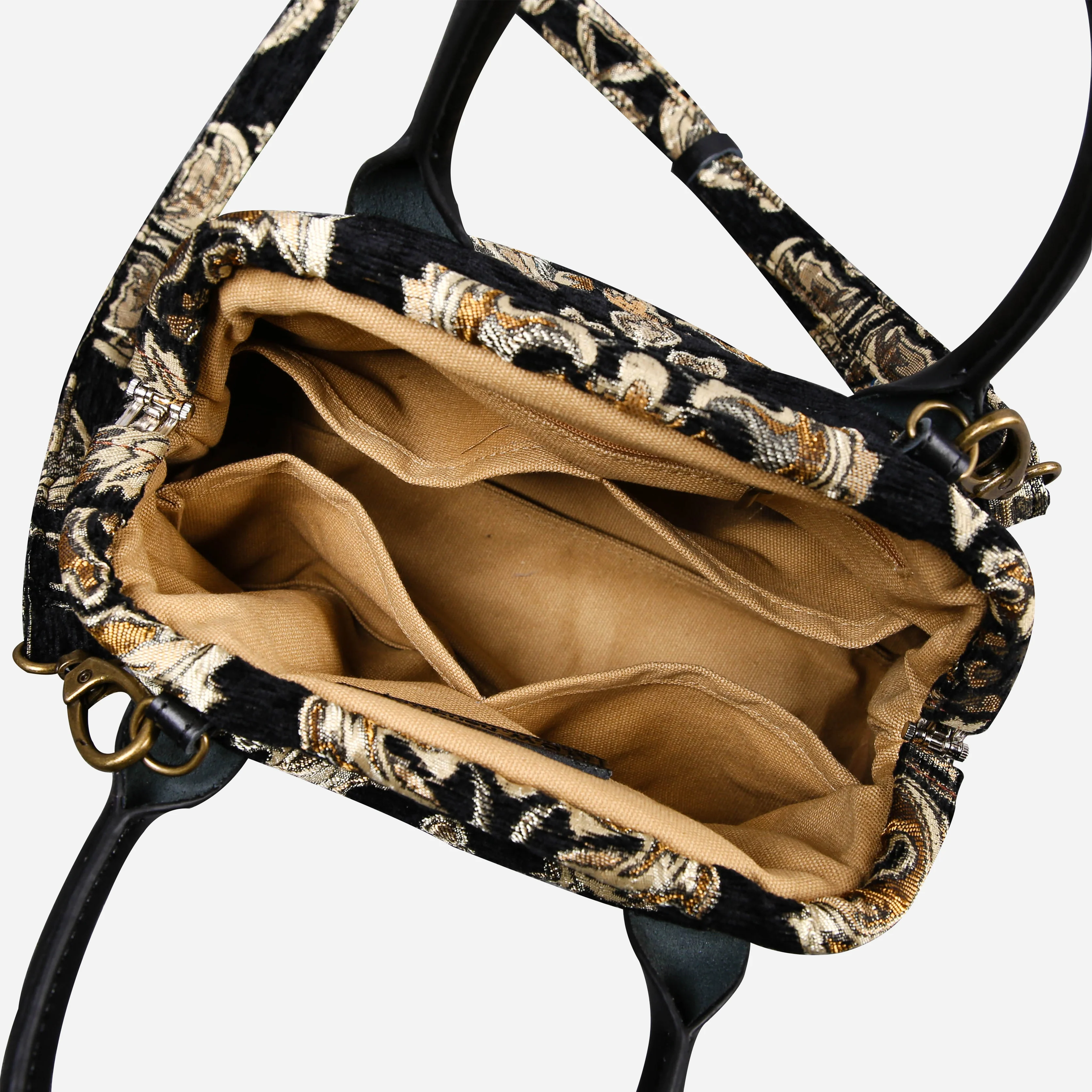 Victorian Blossom Black/Gold Carpet Satchel - Image 8