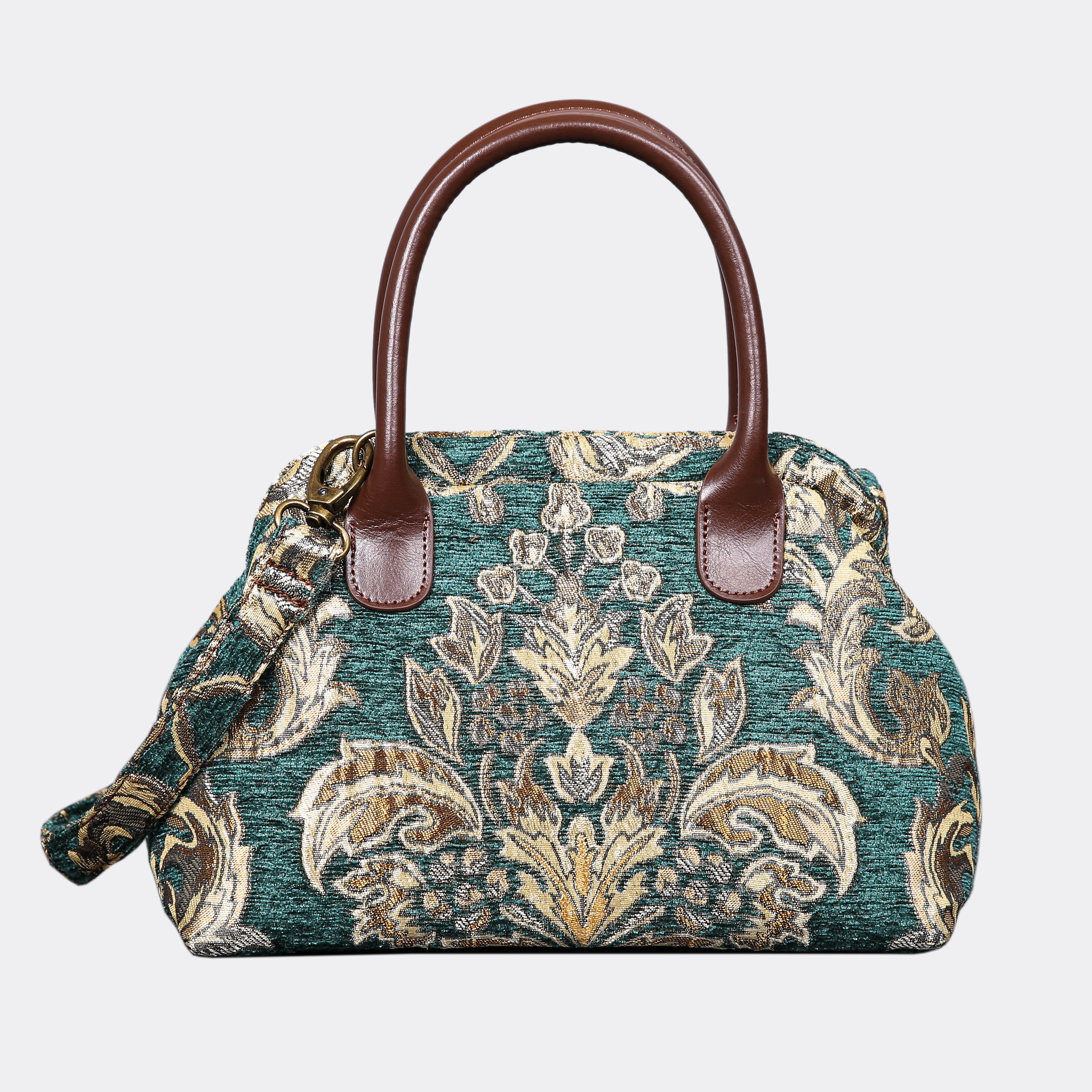 Victorian Blossom Green/Gold Carpet Satchel