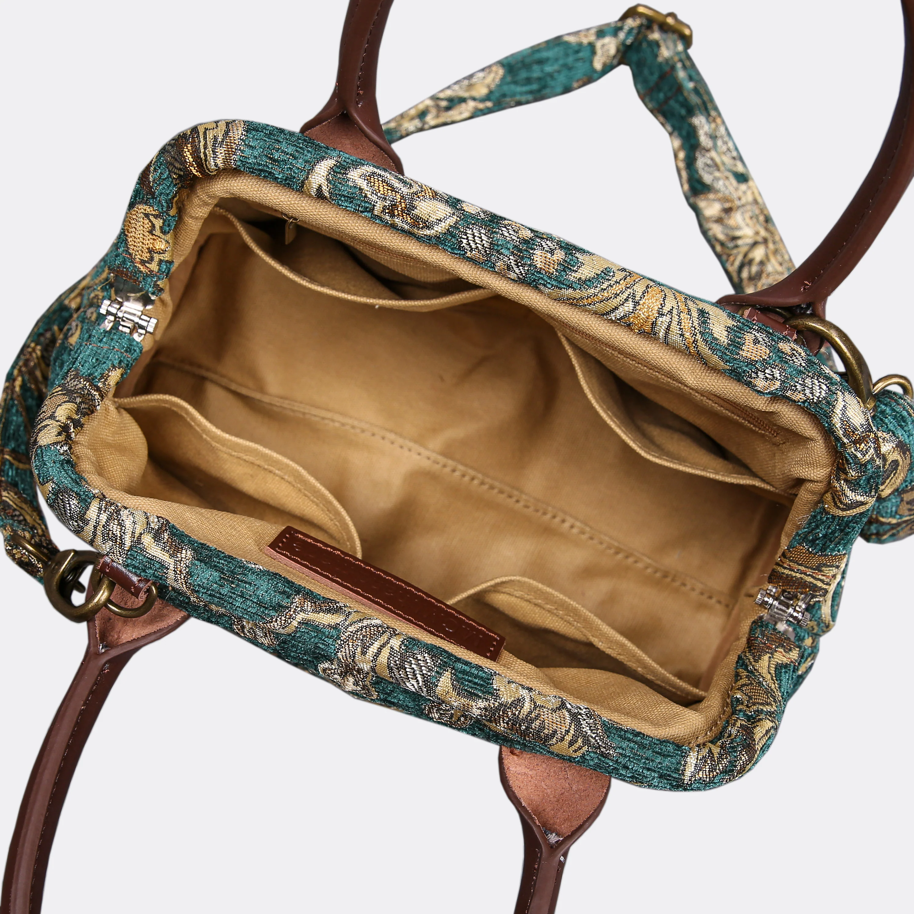 Victorian Blossom Green/Gold Carpet Satchel - Image 6