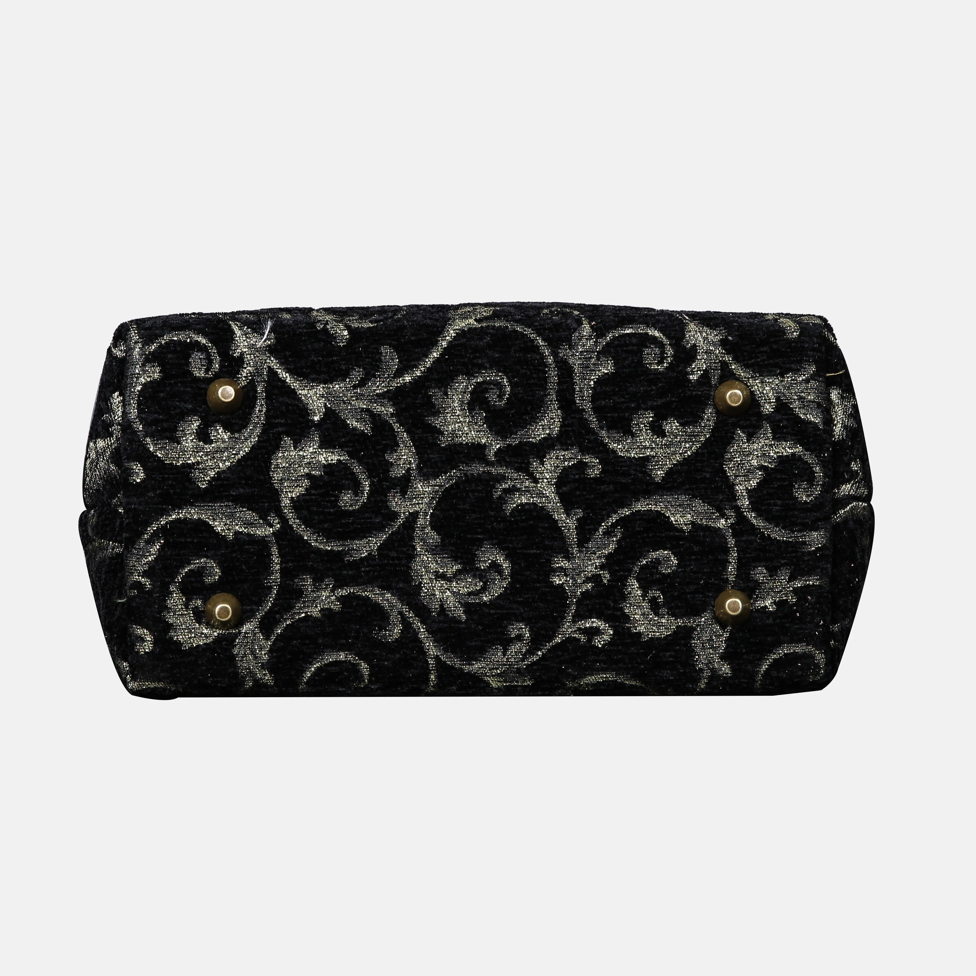 Vintage Scroll Black Green Carpet Satchel - Image 5