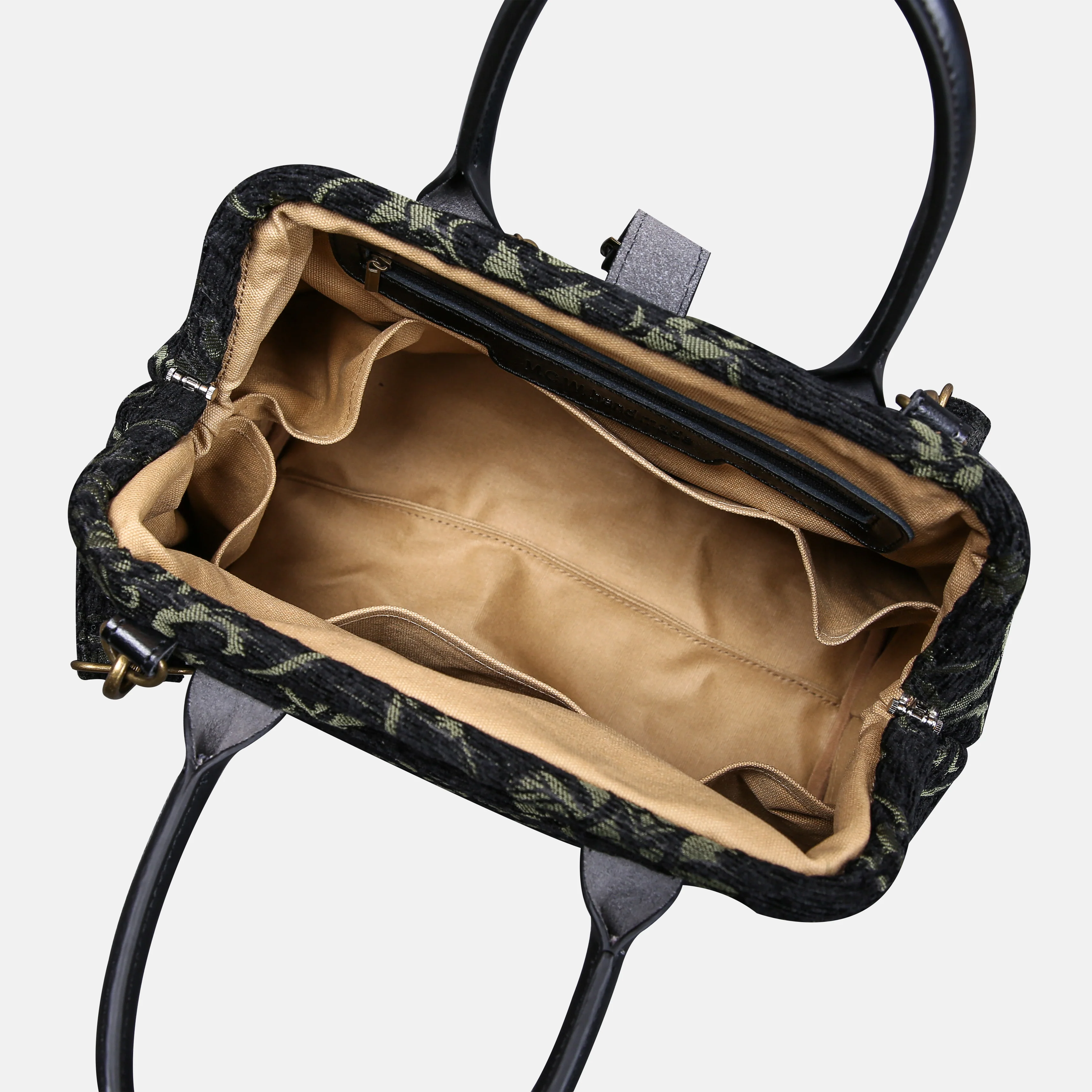 CARNABY Black/Green Carpet Handbag Purse - Image 6