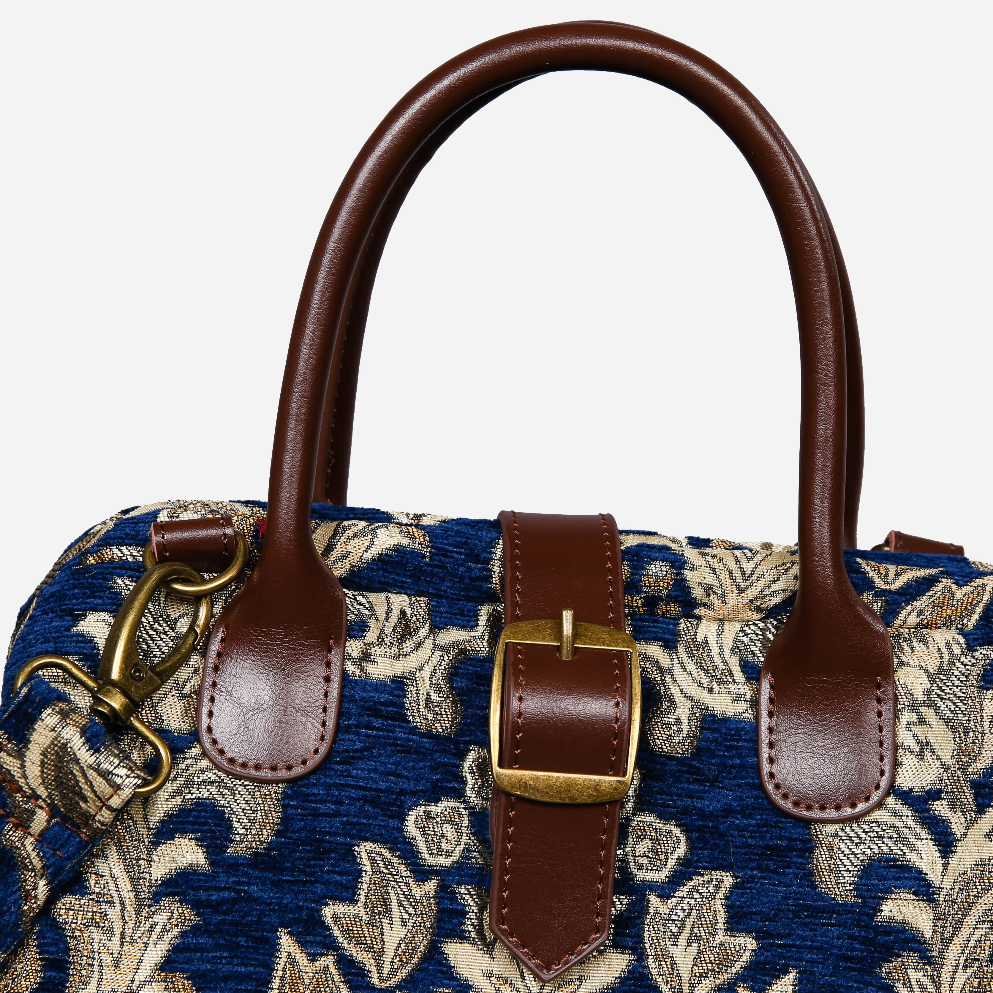 Victorian Blossom BLUE-GOLD Carpet Handbag Purse - Image 4