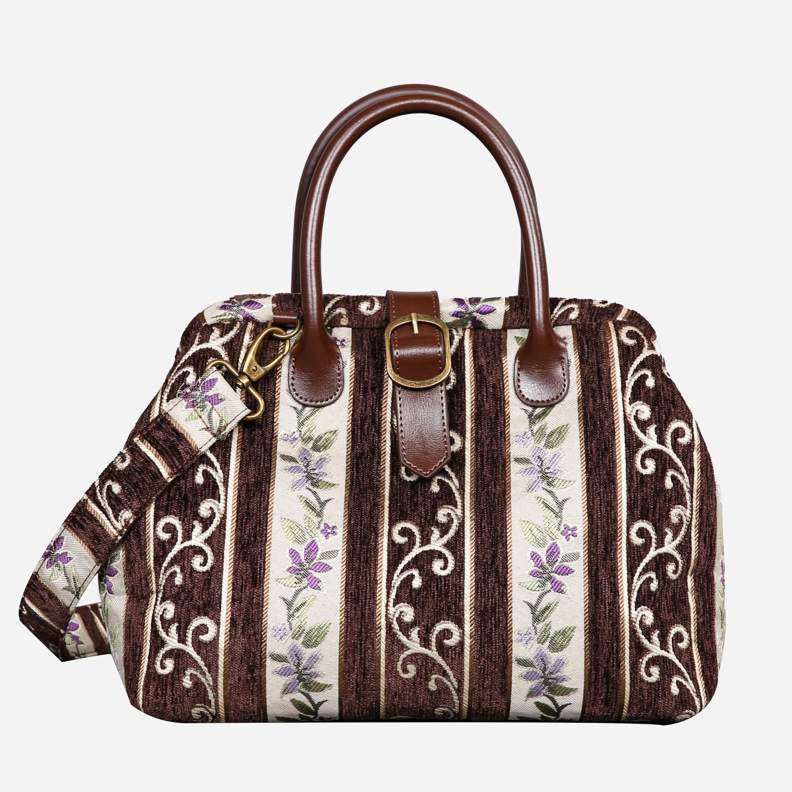 Victorian Stripes Brown Carpet Handbag Purse