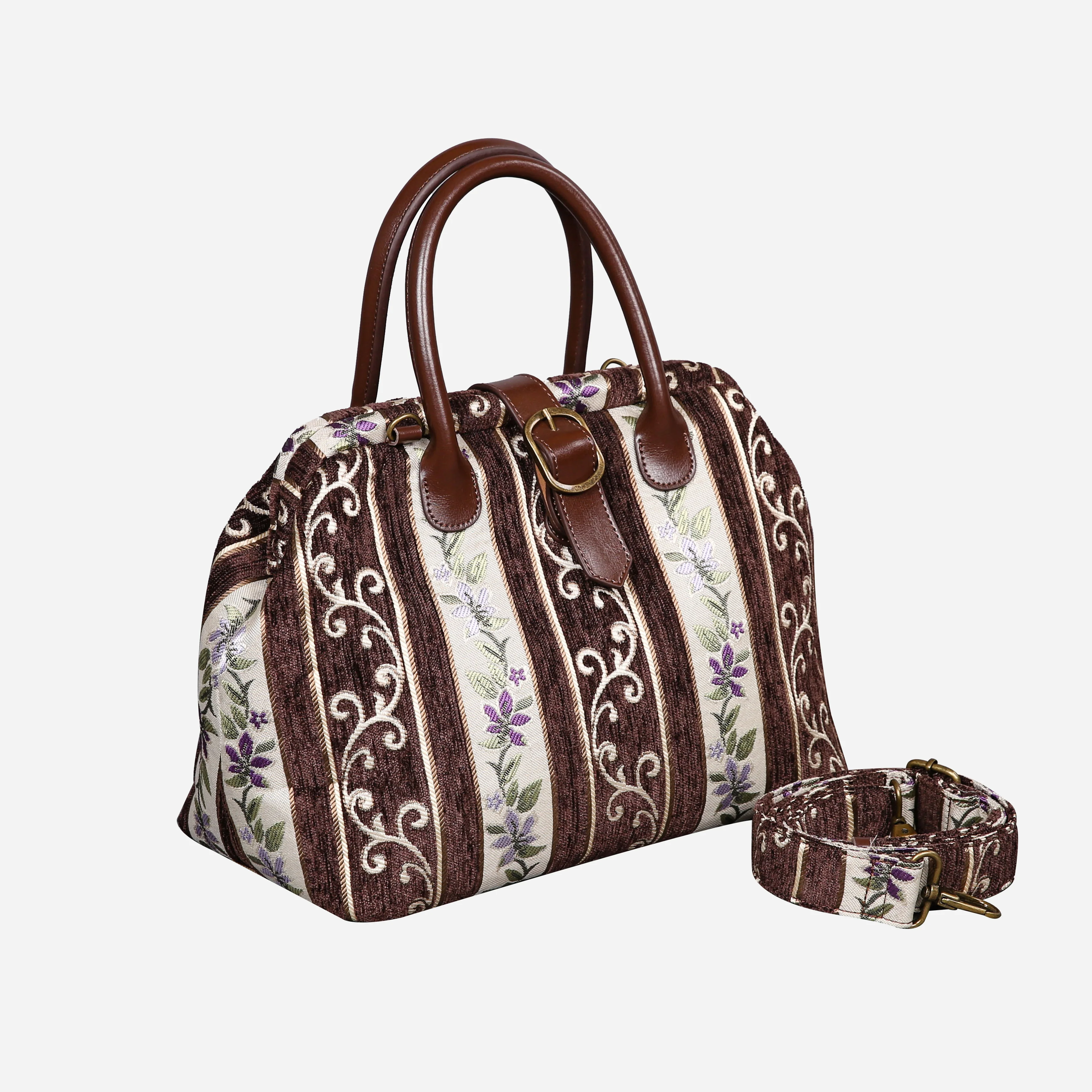 Victorian Stripes Brown Carpet Handbag Purse - Image 2