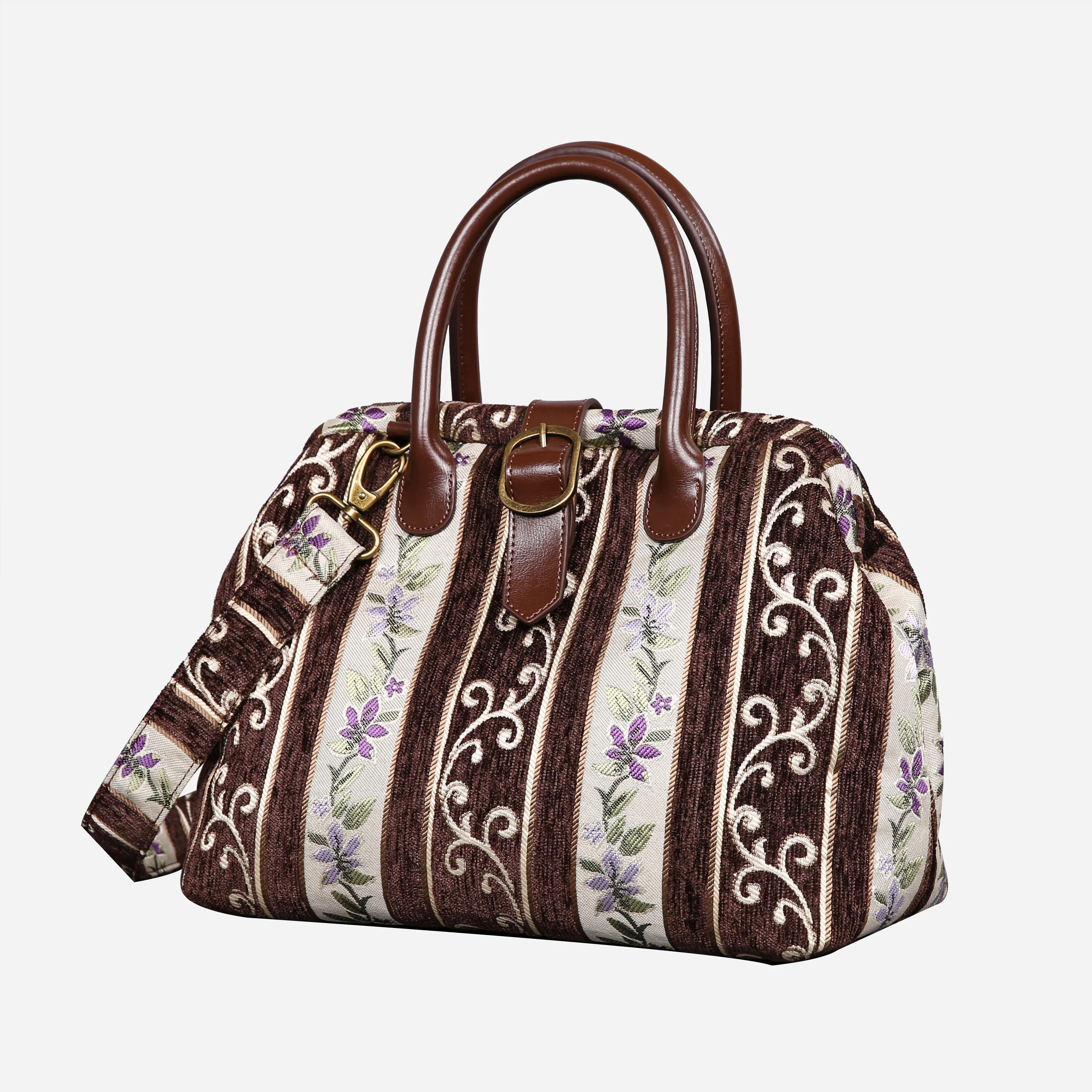 Victorian Stripes Brown Carpet Handbag Purse - Image 3