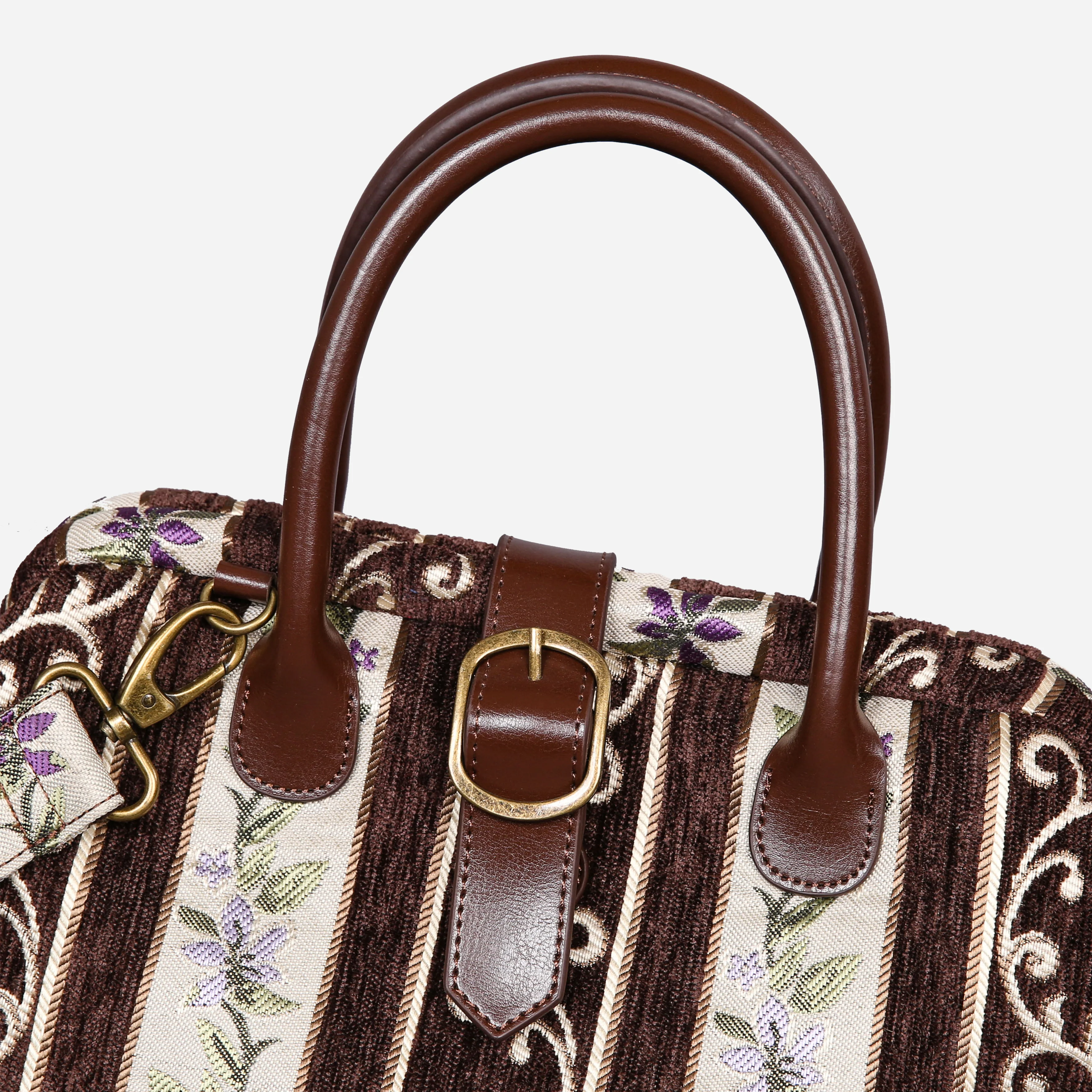 Victorian Stripes Brown Carpet Handbag Purse - Image 4