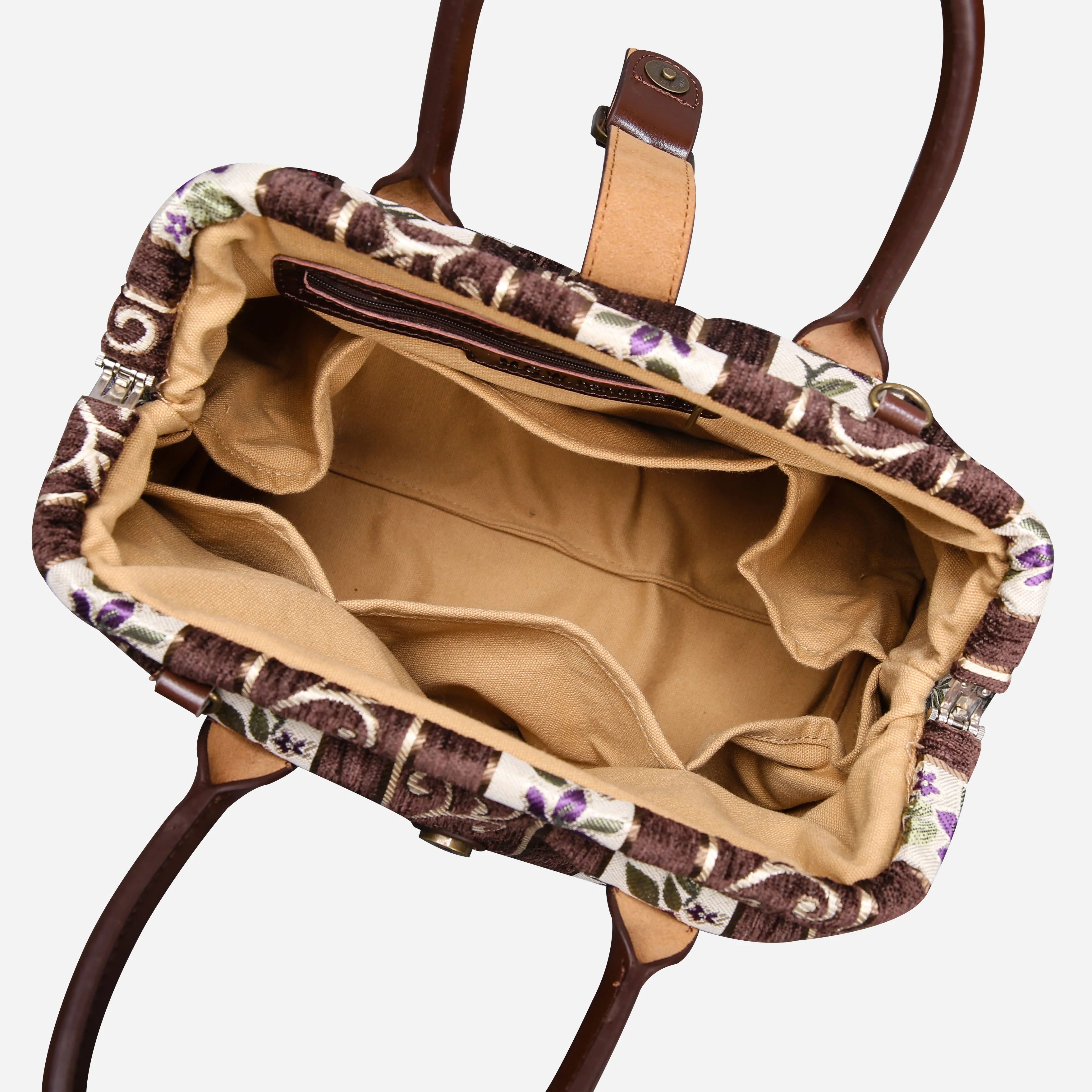 Victorian Stripes Brown Carpet Handbag Purse - Image 5