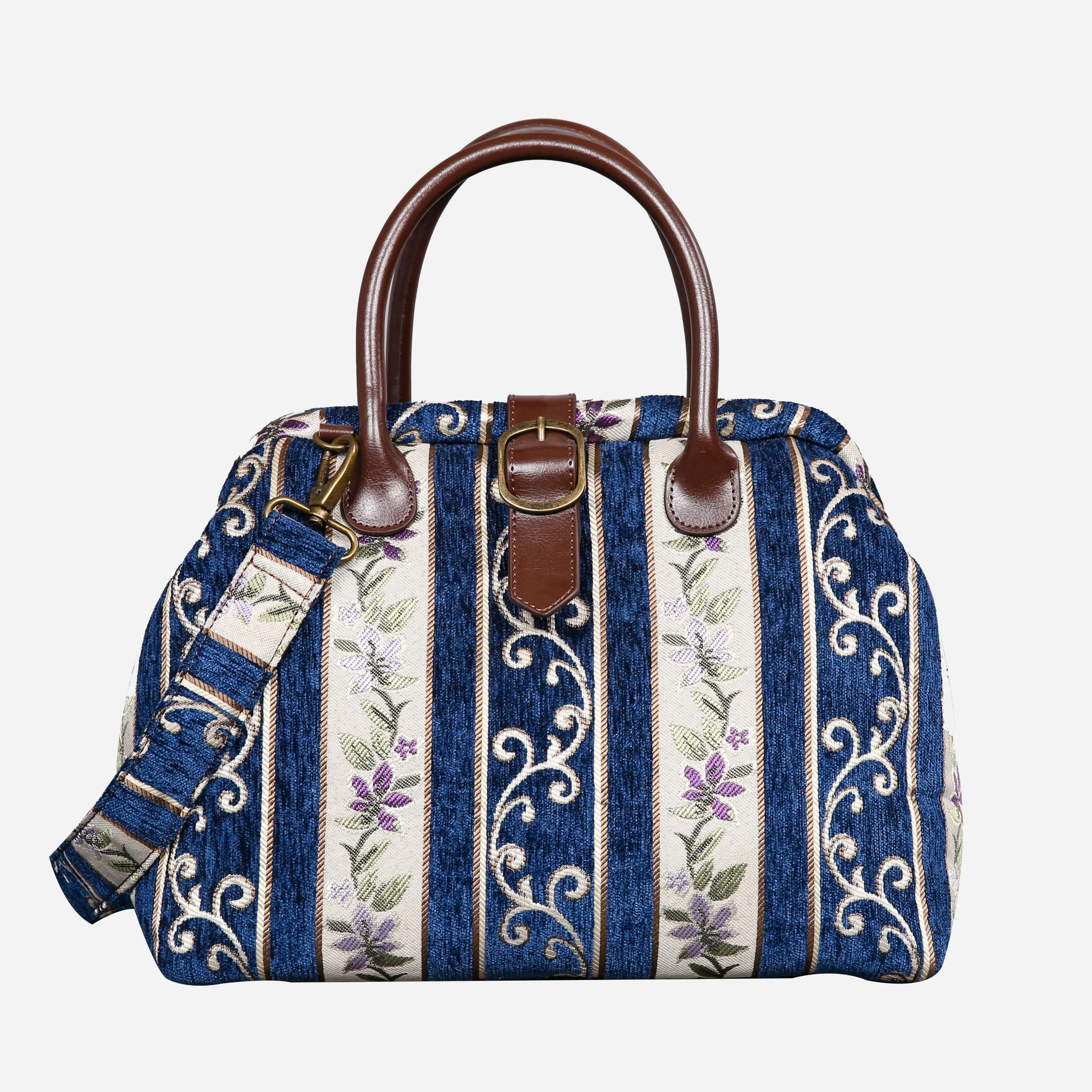 Victorian Stripes Navy Carpet Handbag Purse