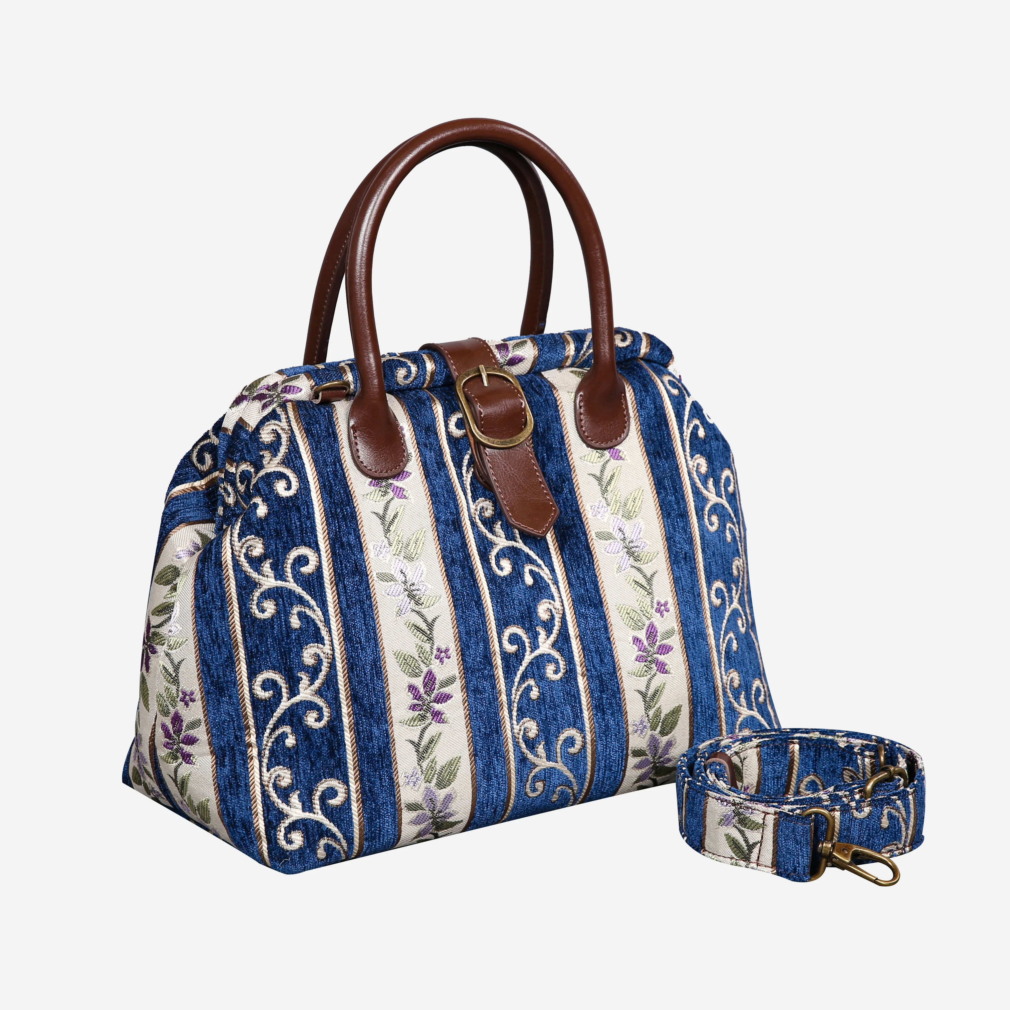 Victorian Stripes Navy Carpet Handbag Purse - Image 2