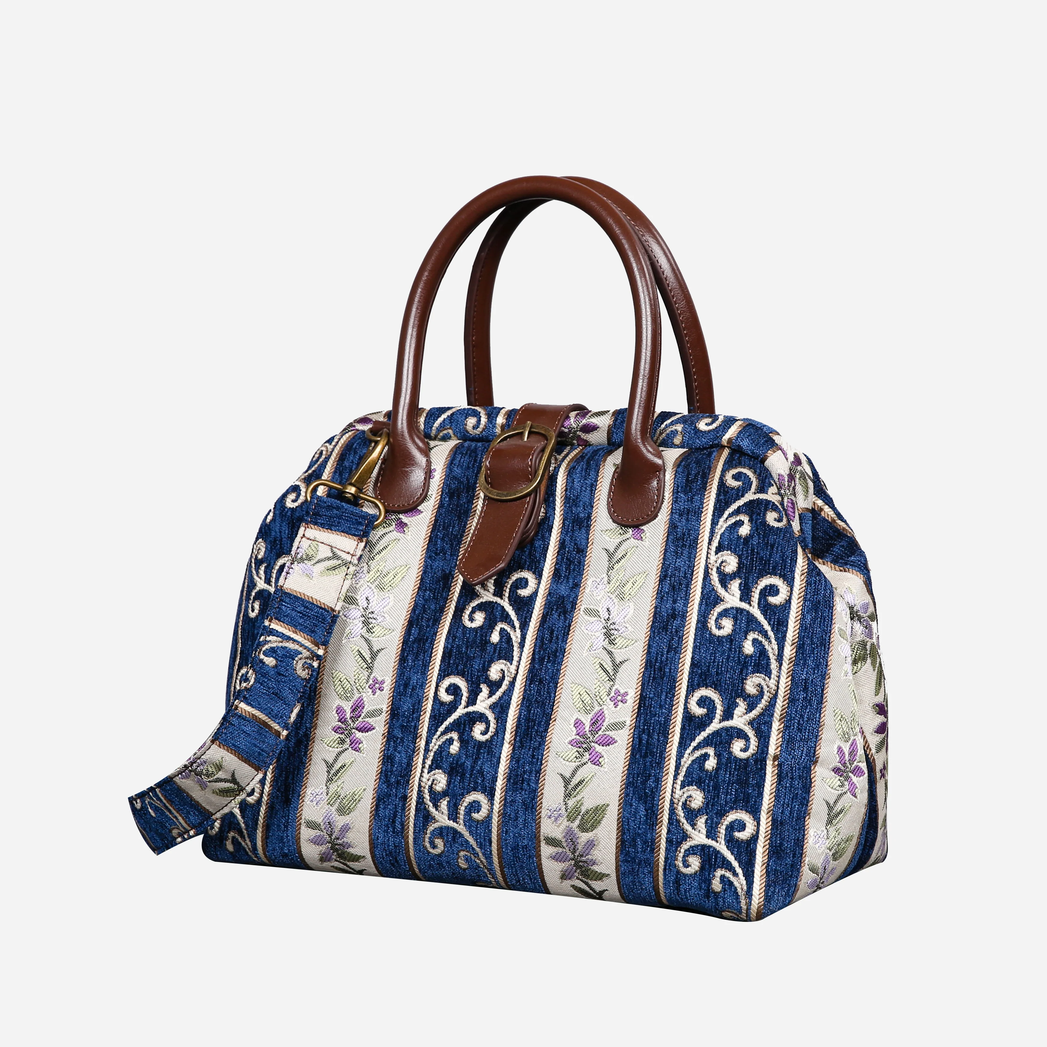 Victorian Stripes Navy Carpet Handbag Purse - Image 3