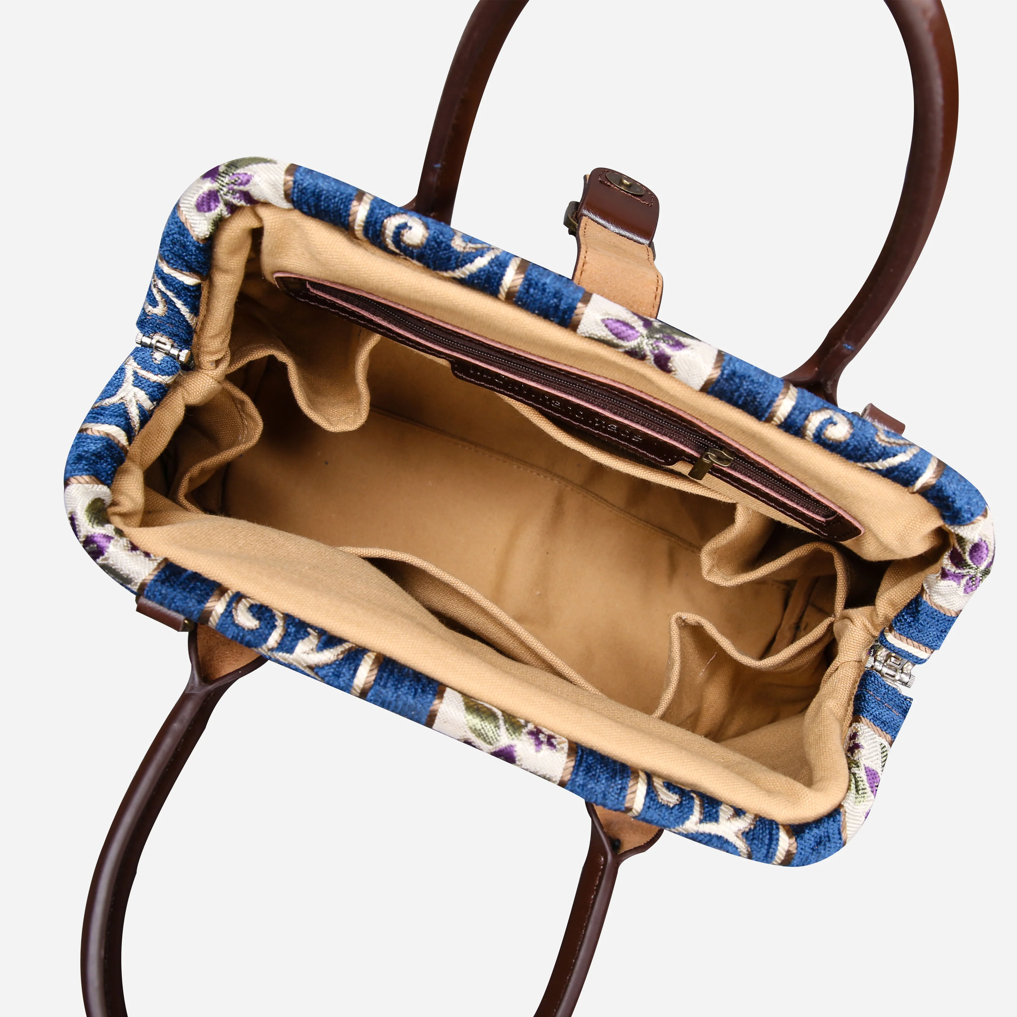 Victorian Stripes Navy Carpet Handbag Purse - Image 5
