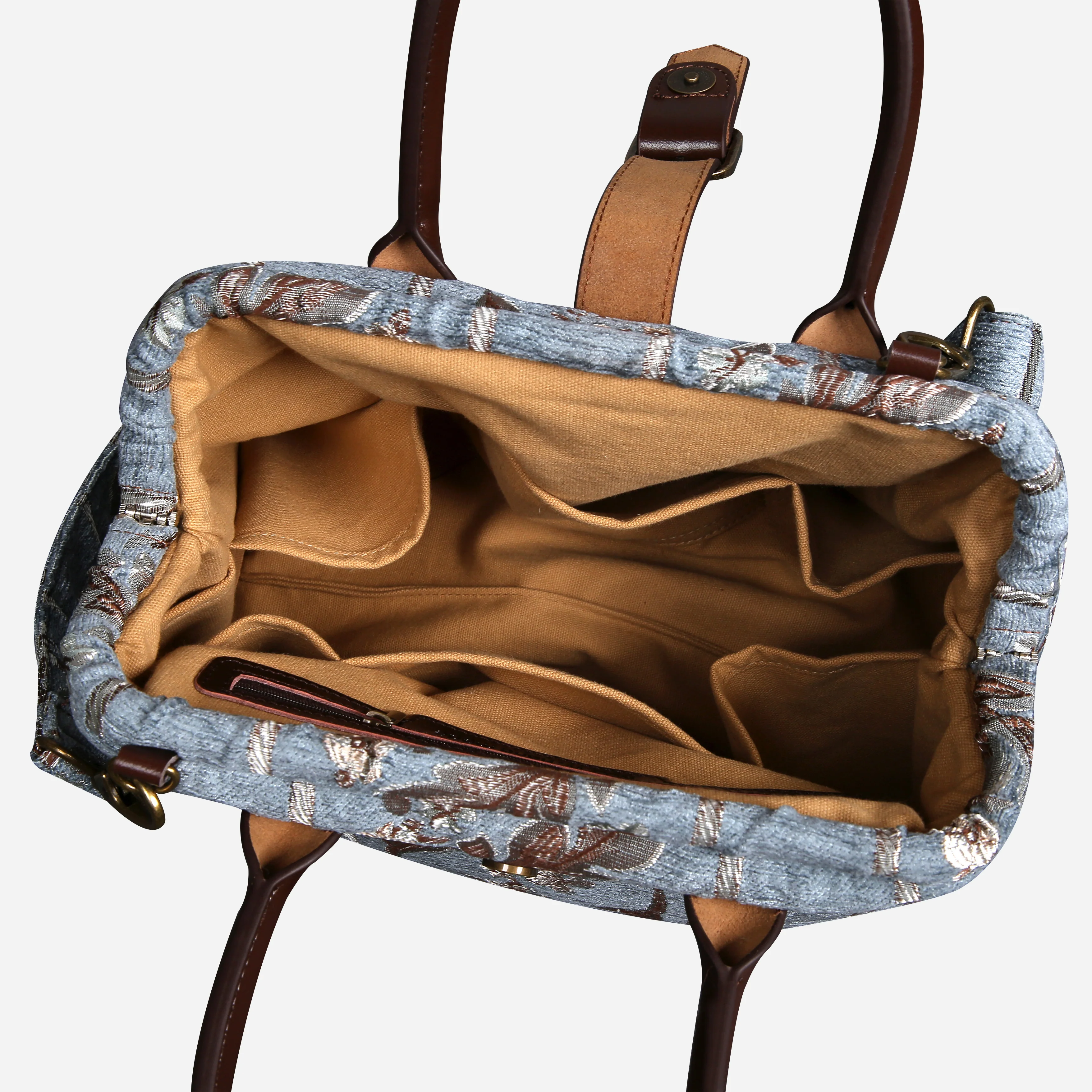 Victorian Stripes Blue Carpet Handbag Purse - Image 4