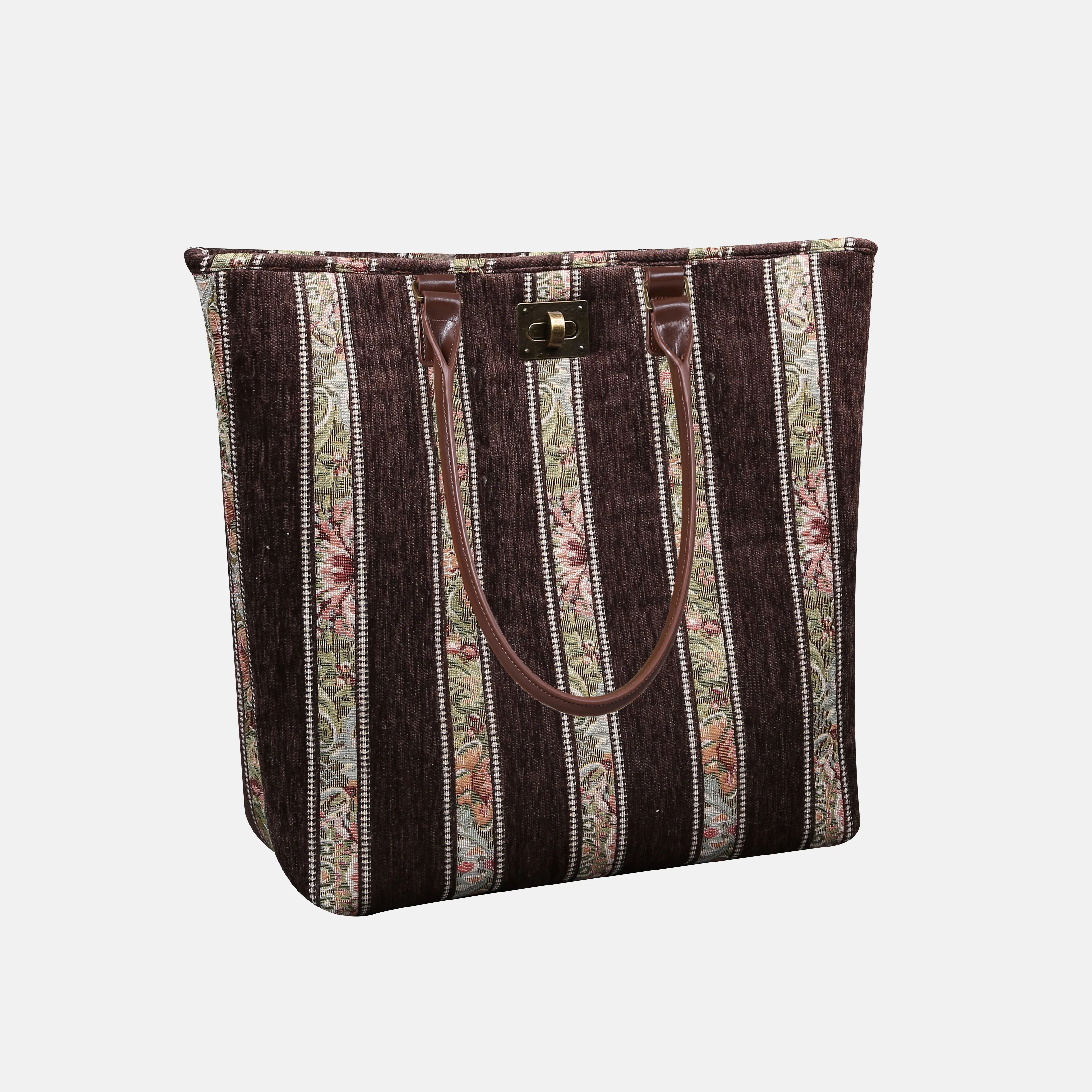 Floral Stripes Brown  Carpet Tote Shopper - Image 2