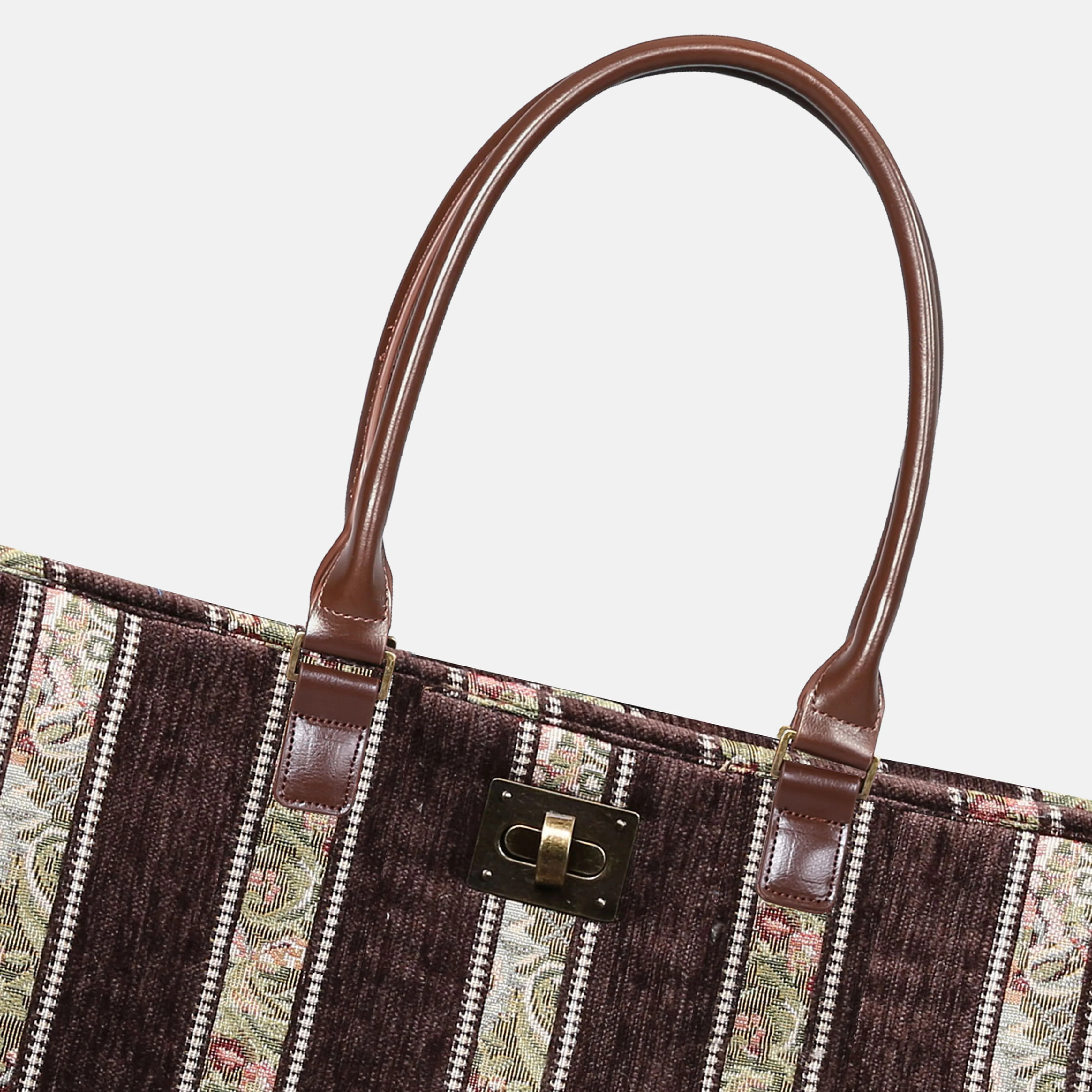 Floral Stripes Brown  Carpet Tote Shopper - Image 3