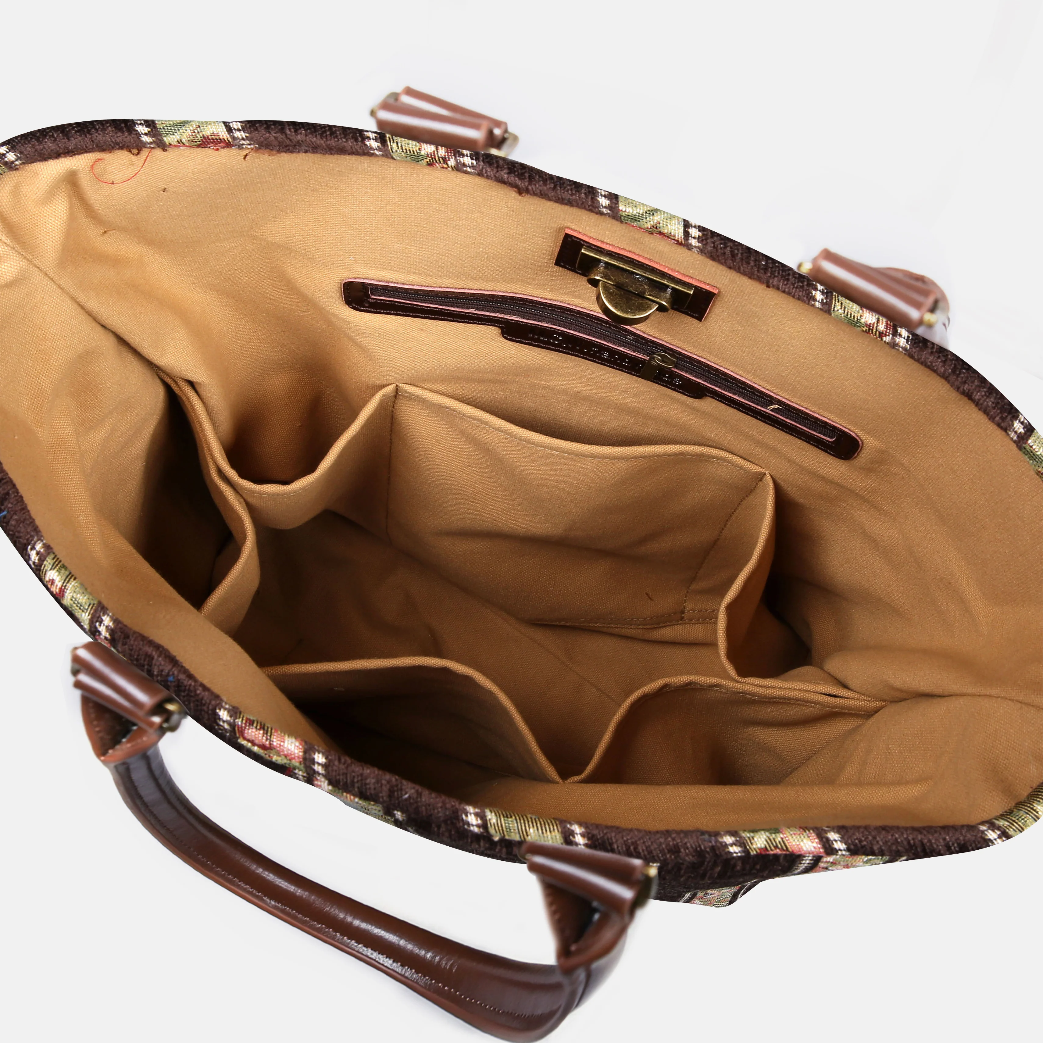 Floral Stripes Brown  Carpet Tote Shopper - Image 4
