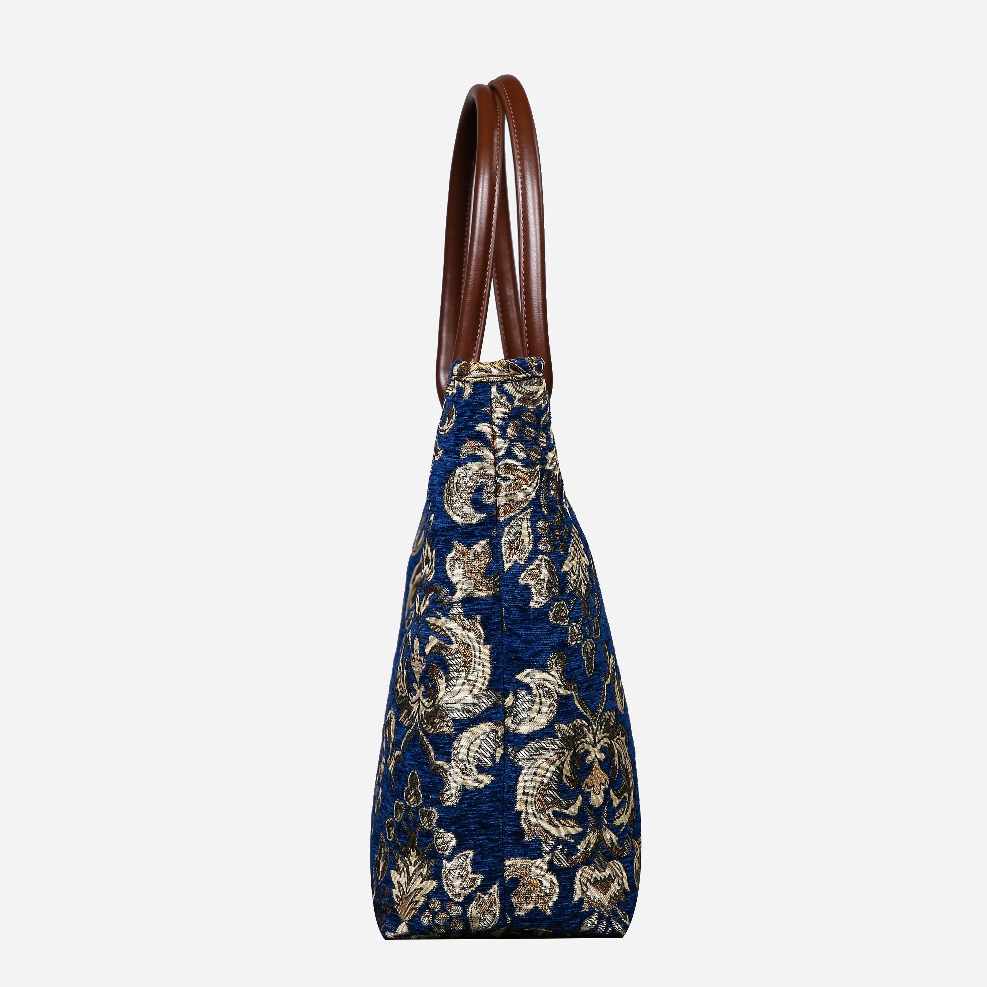 Victorian Blossom BLUE-GOLD Carpet Tote Shopper - Image 3