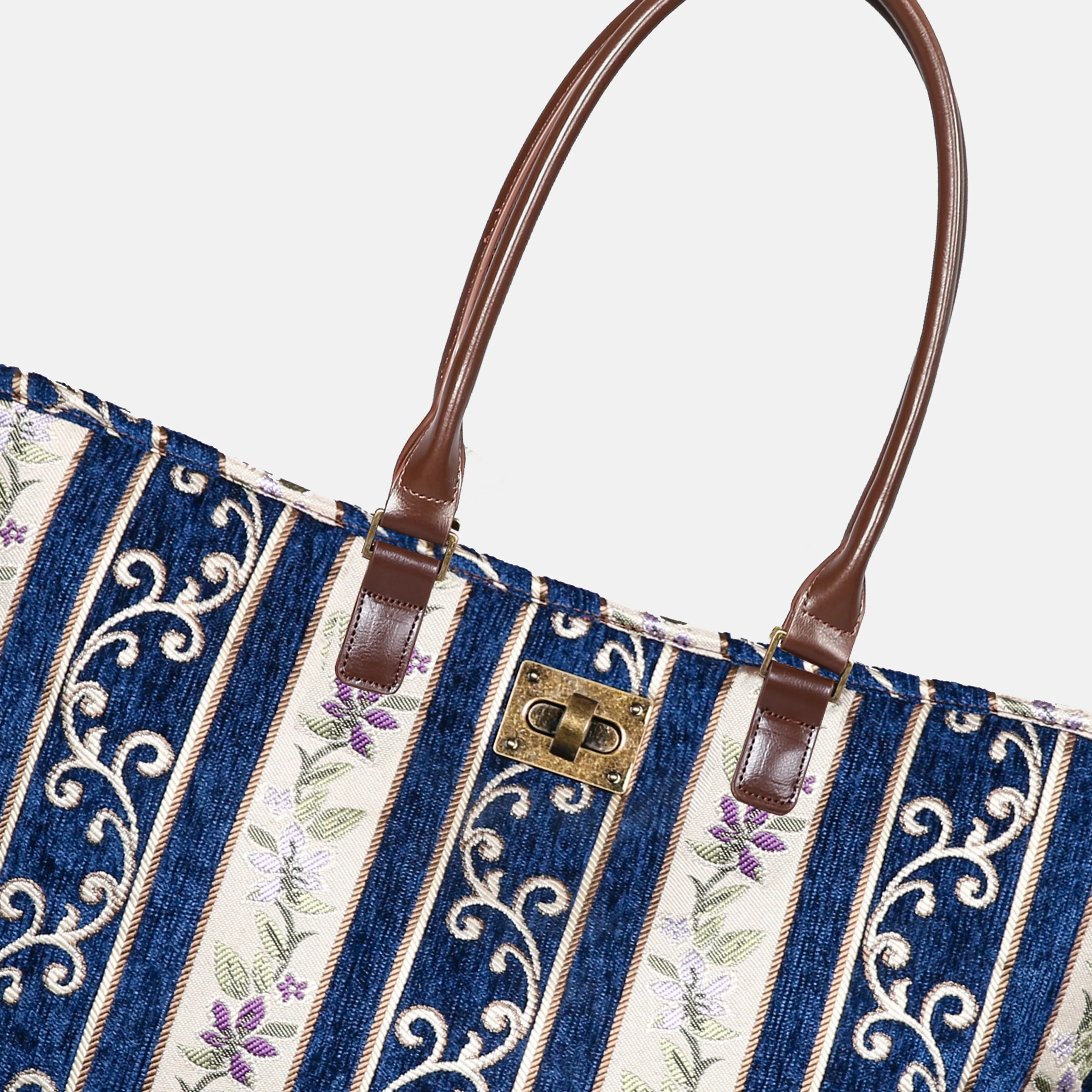 Victorian Stripes Navy Carpet Tote Shopper - Image 3