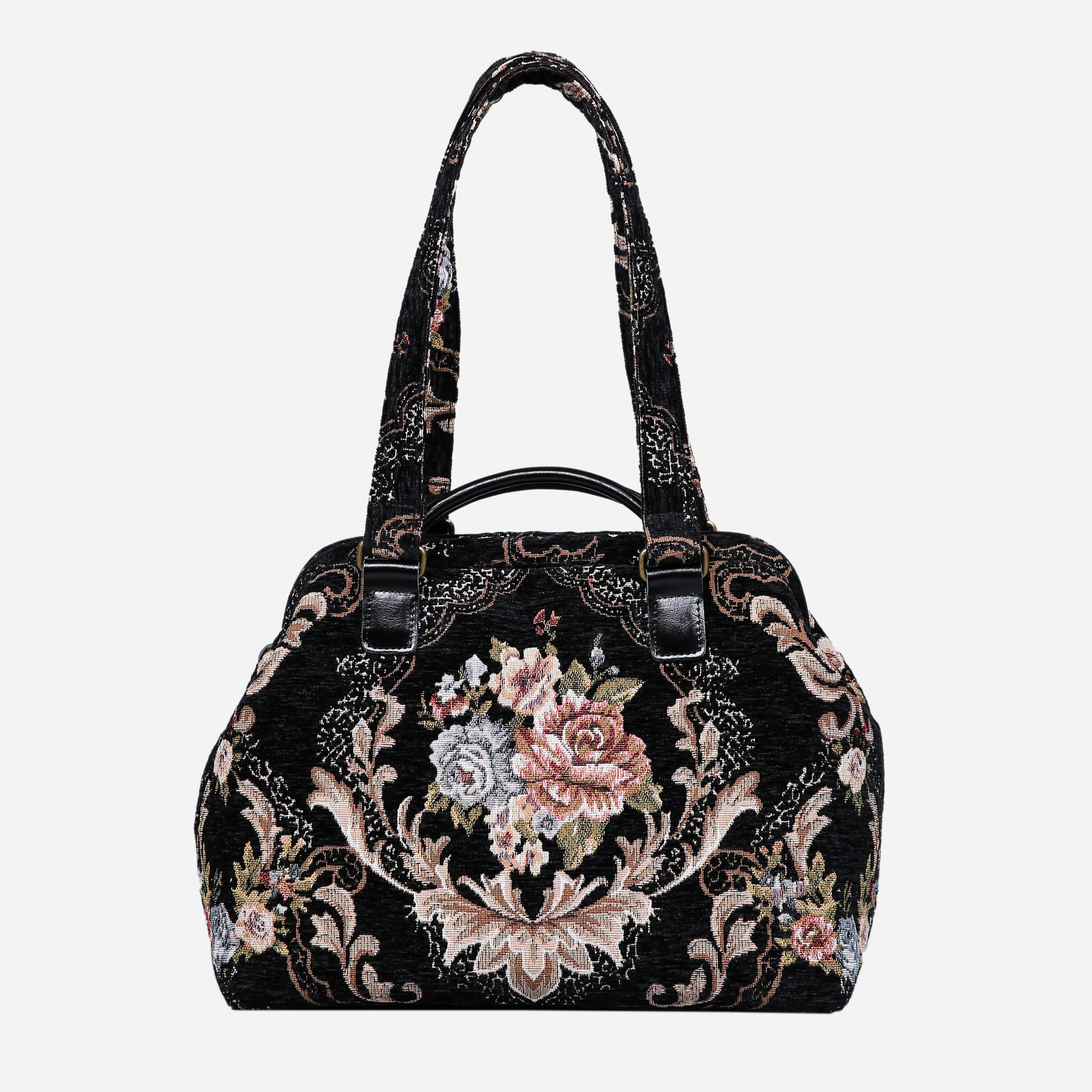 Floral Black/Black Knitting Project Bag - Image 3