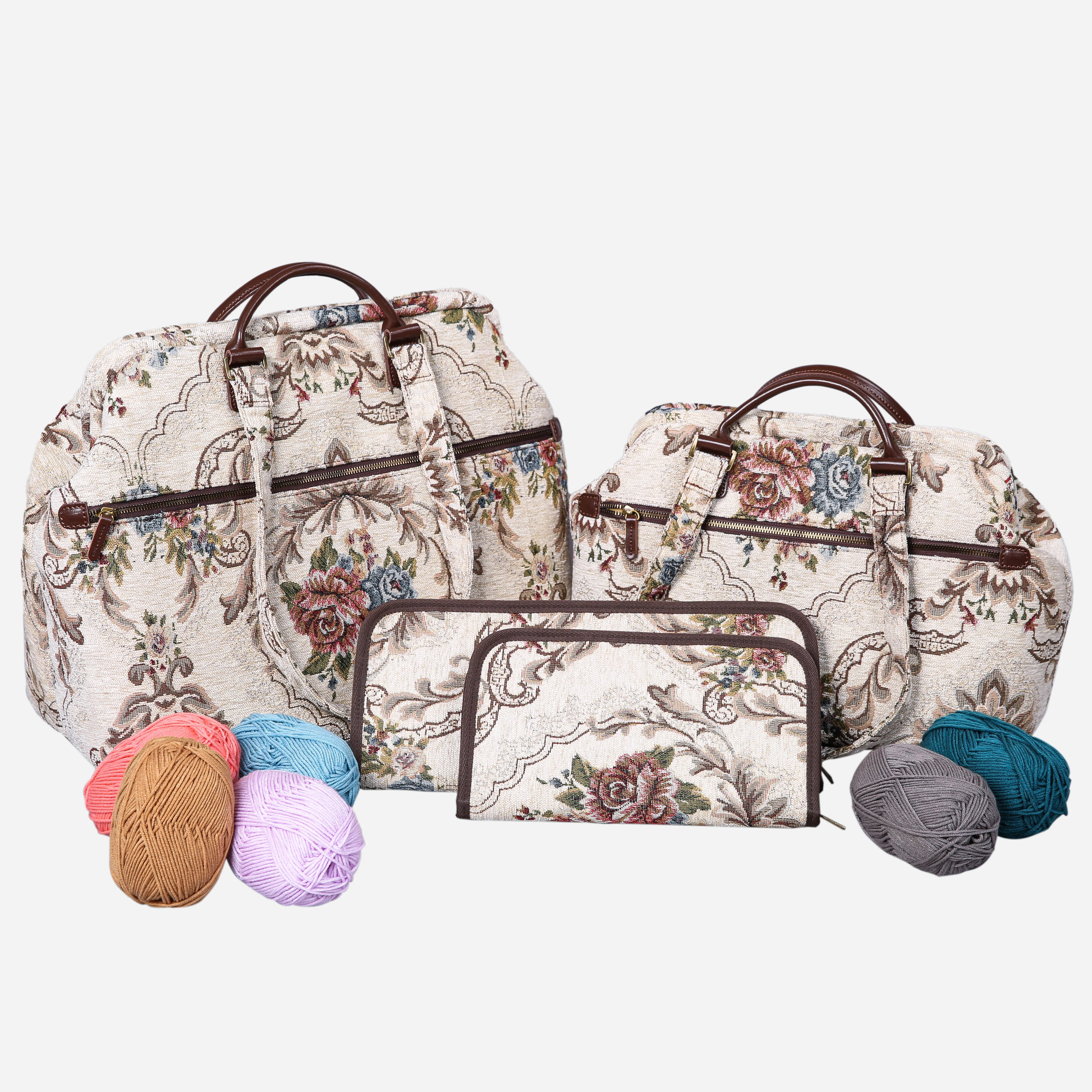Floral Cream Knitting Project Bag - Image 5