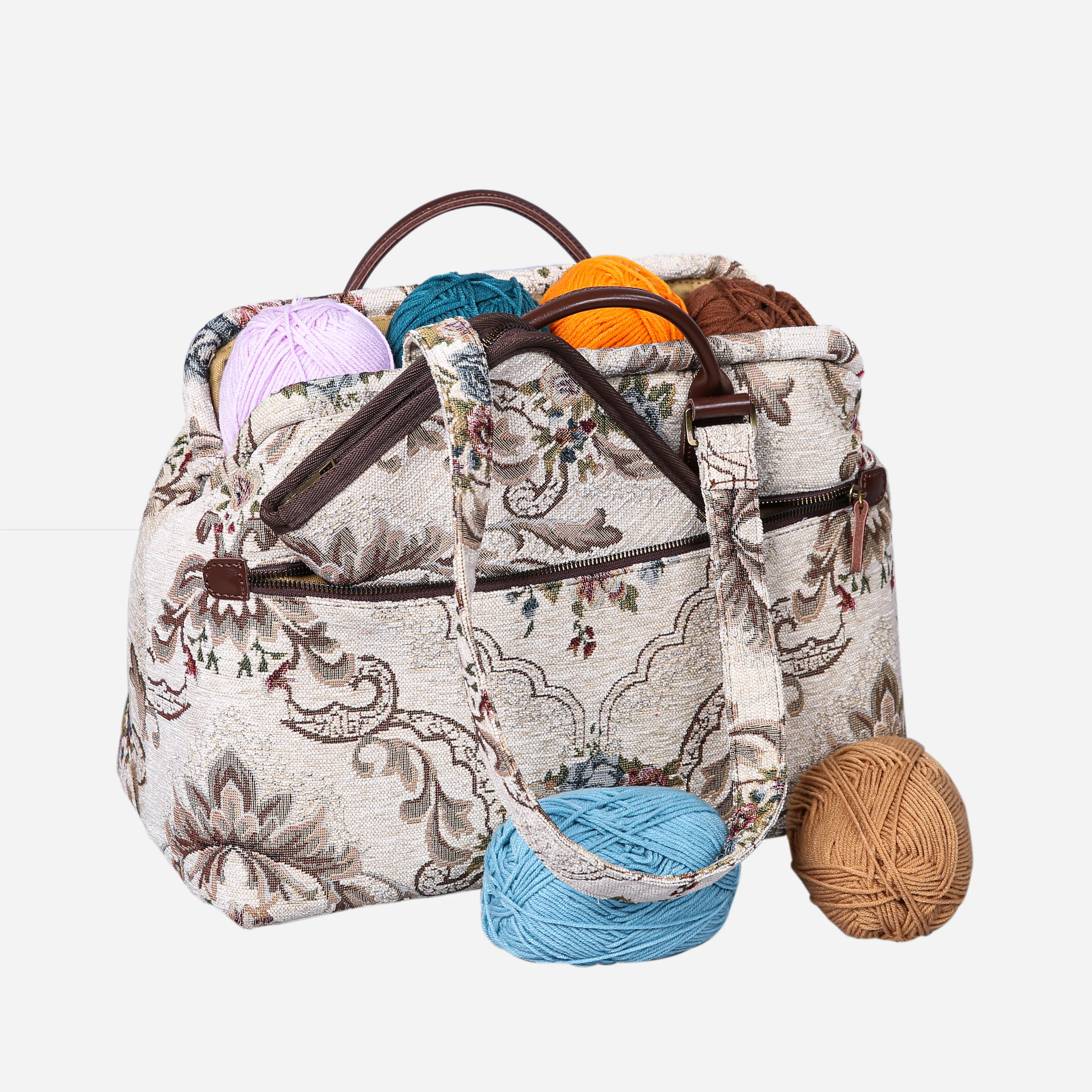 Floral Cream Knitting Project Bag - Image 6