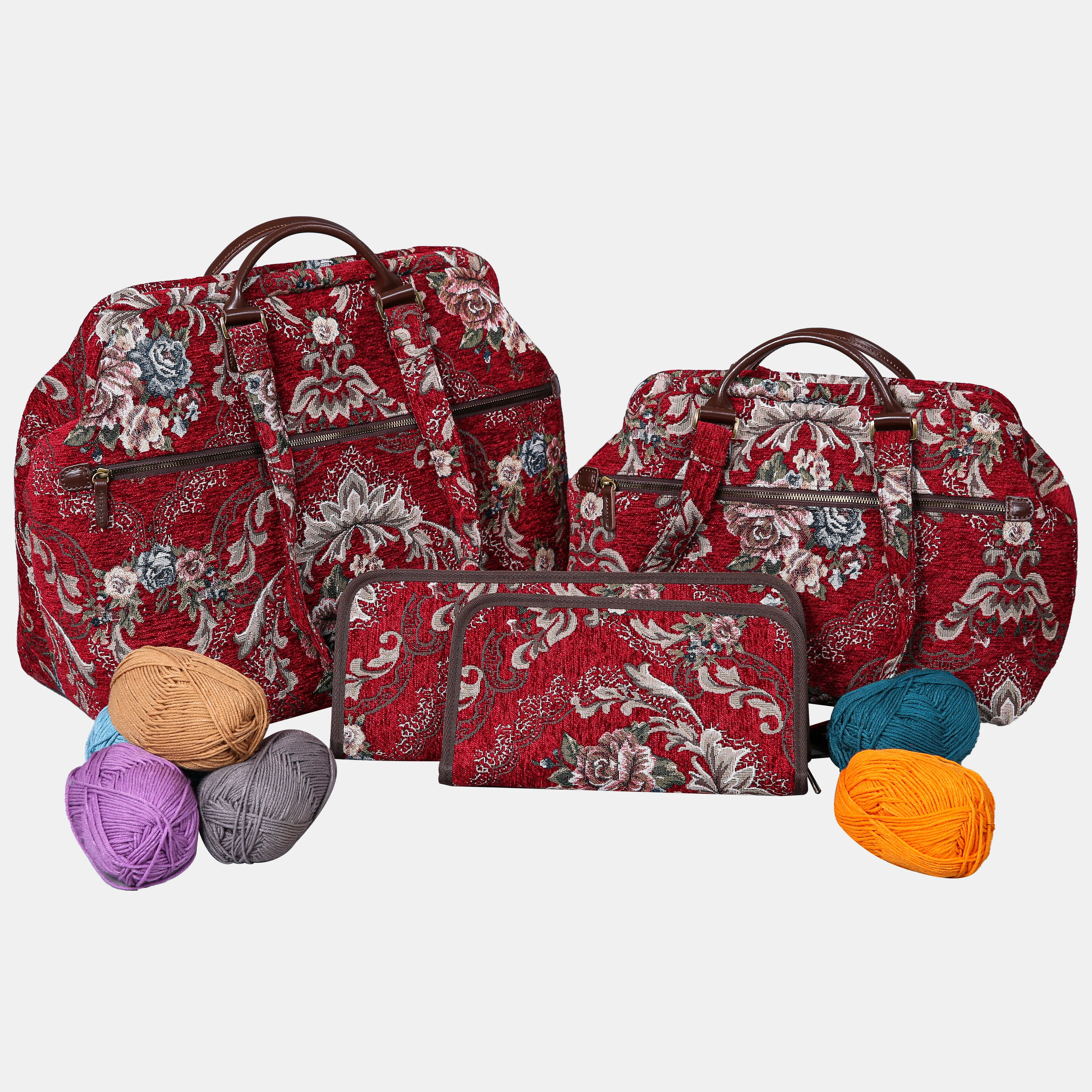 Floral Red Knitting Project Bag - Image 5