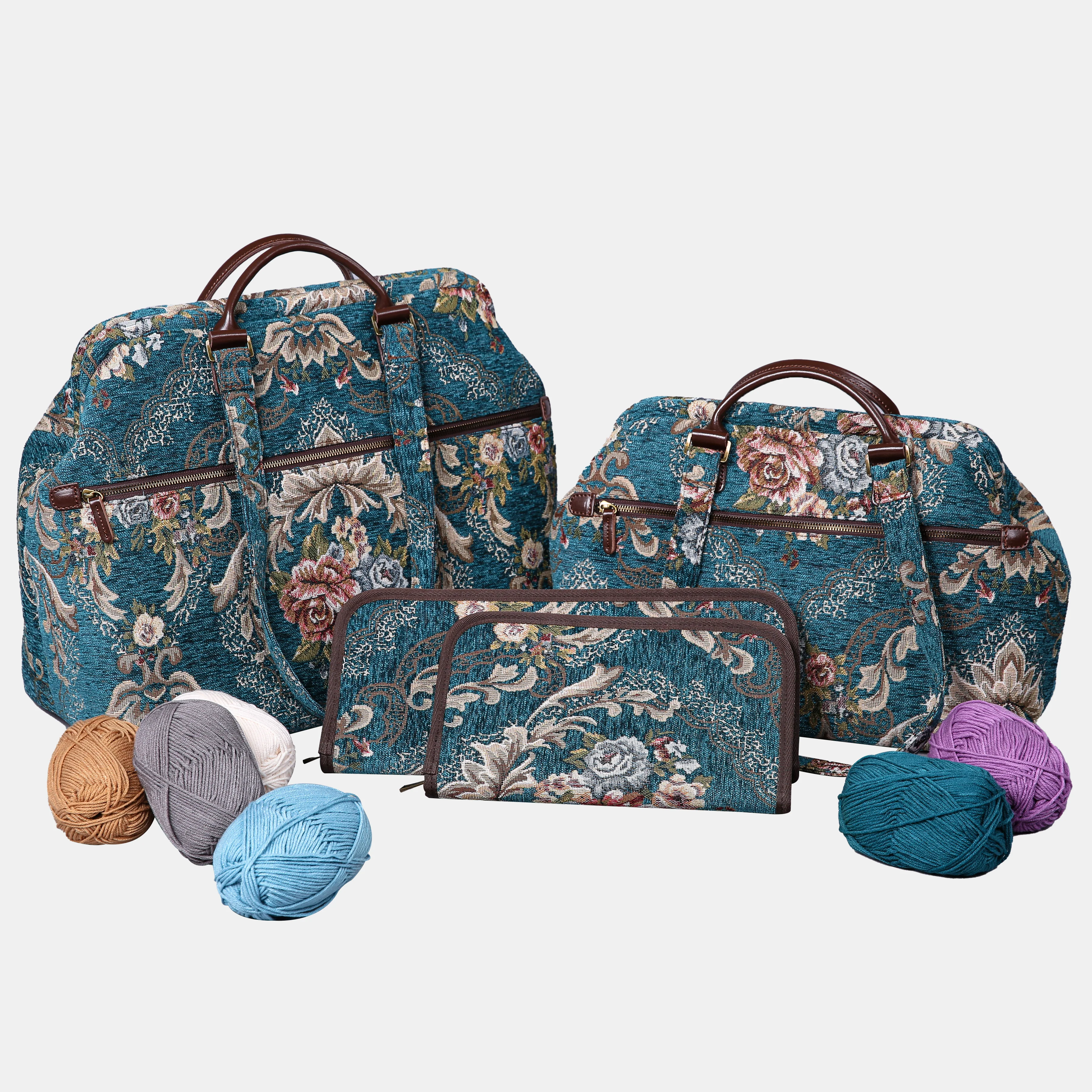 Floral Teal Knitting Project Bag - Image 5