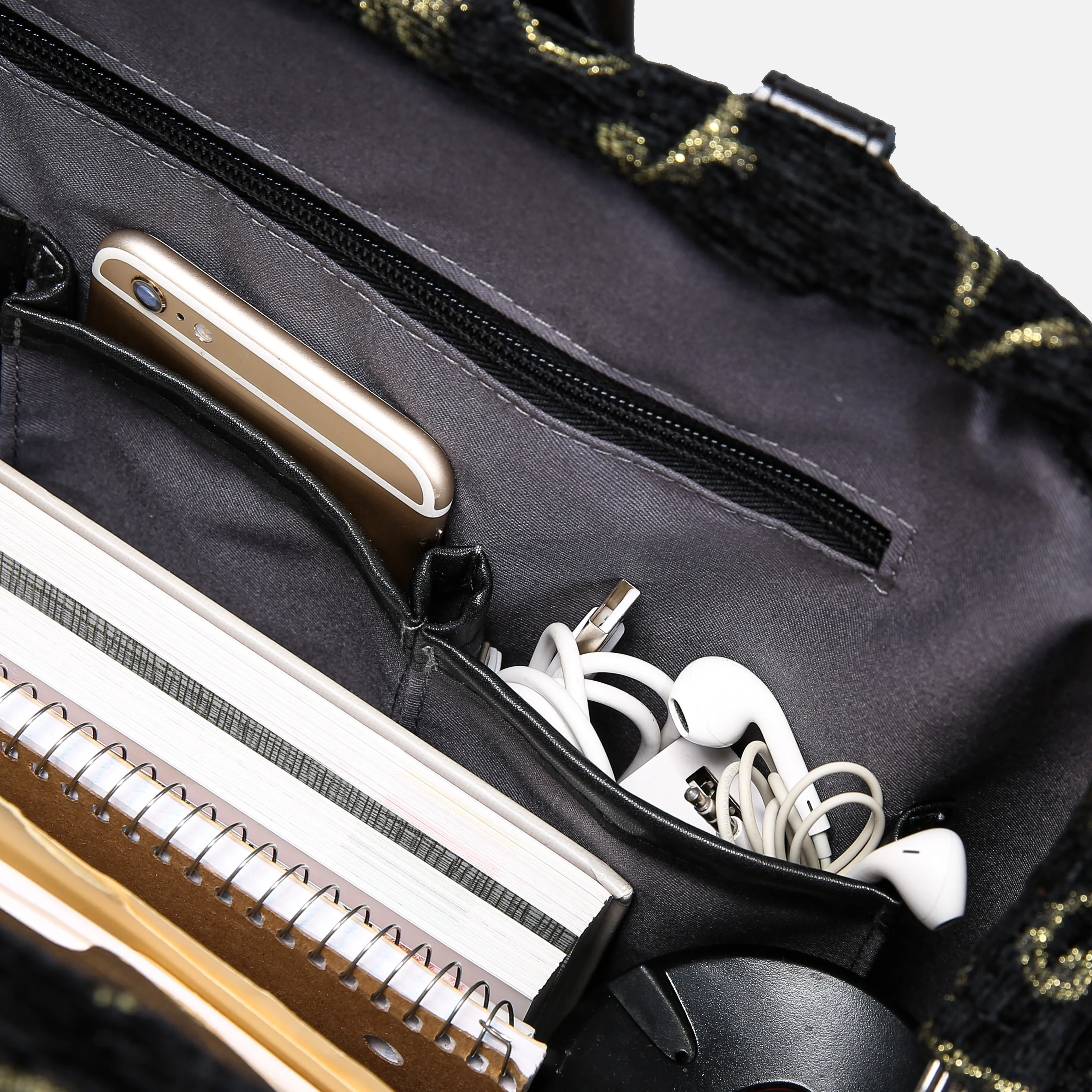 Vintage Scroll Black Laptop Work Bag - Image 10