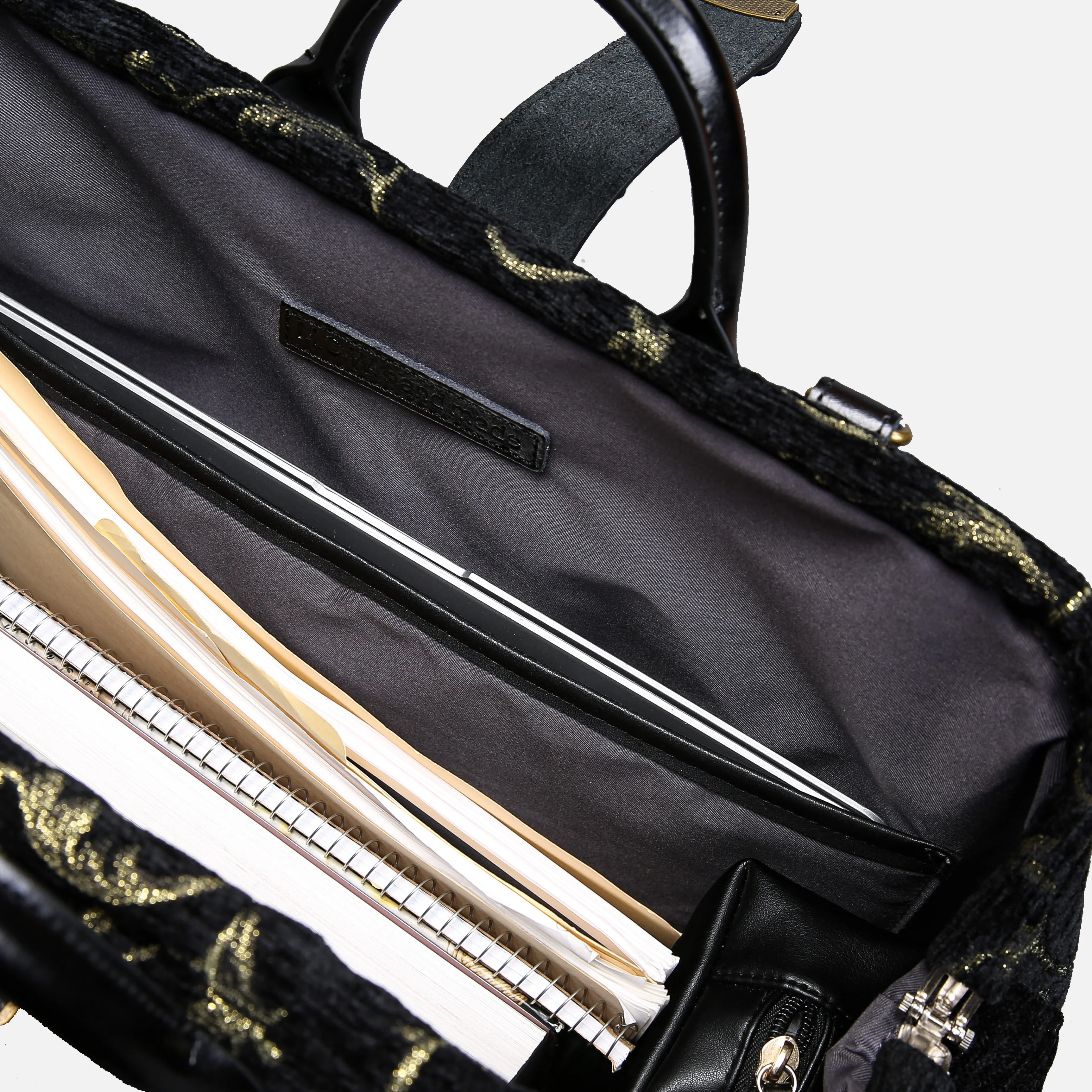 Vintage Scroll Black Laptop Work Bag - Image 9