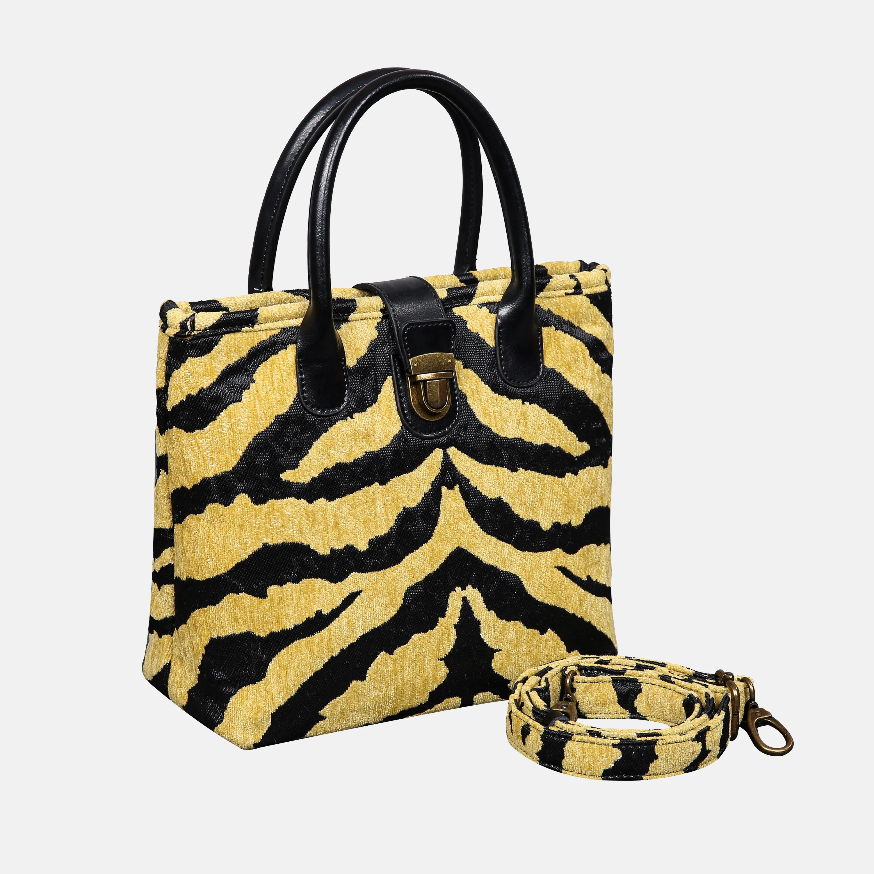 Tiger Stripe Tuck Lock Carpet Satchel - Image 2