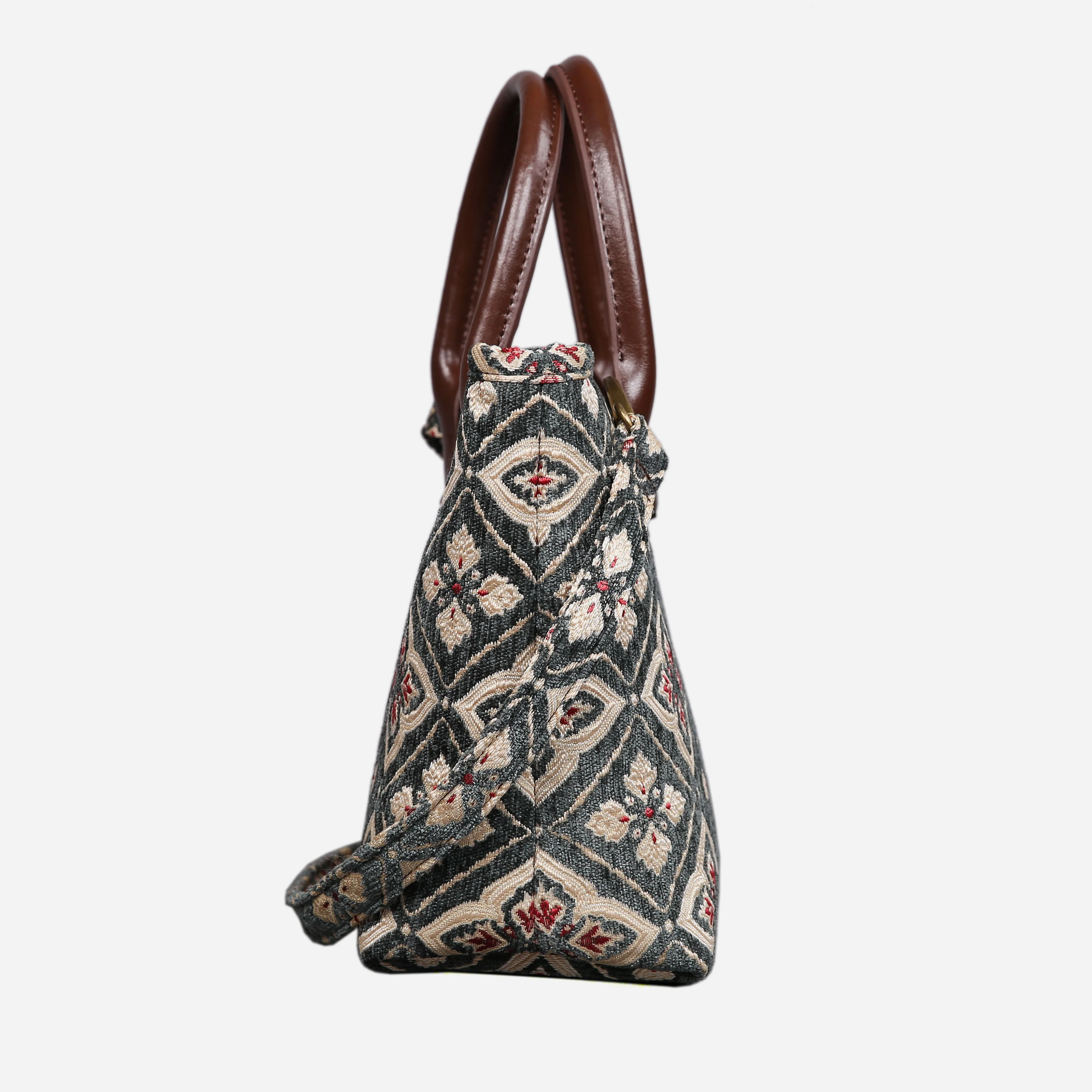 Ethnic Green Tuck Lock Carpet Satchel - Image 3