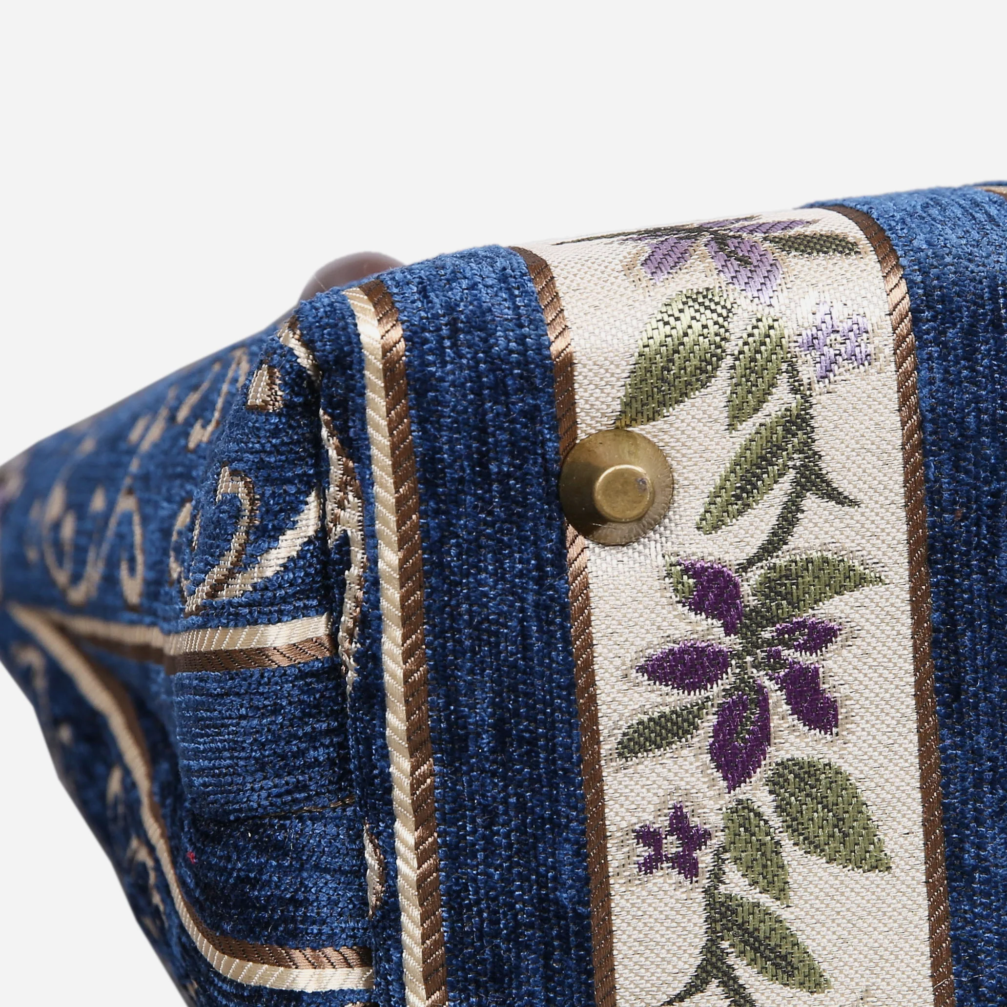 Victorian Stripes Navy Tuck Lock Carpet Satchel - Image 5
