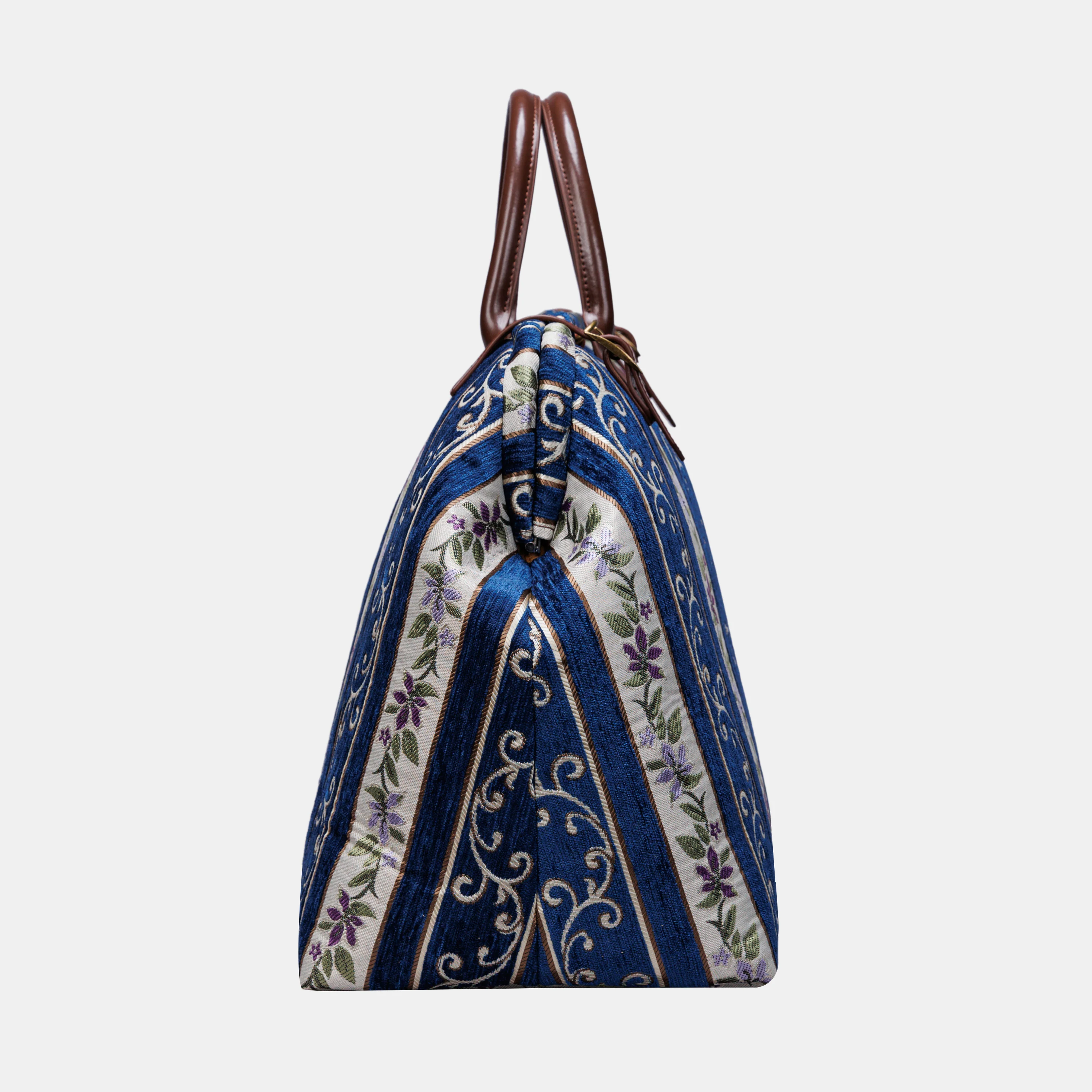 Victorian Stripes Navy Large Carpetbag - Image 5