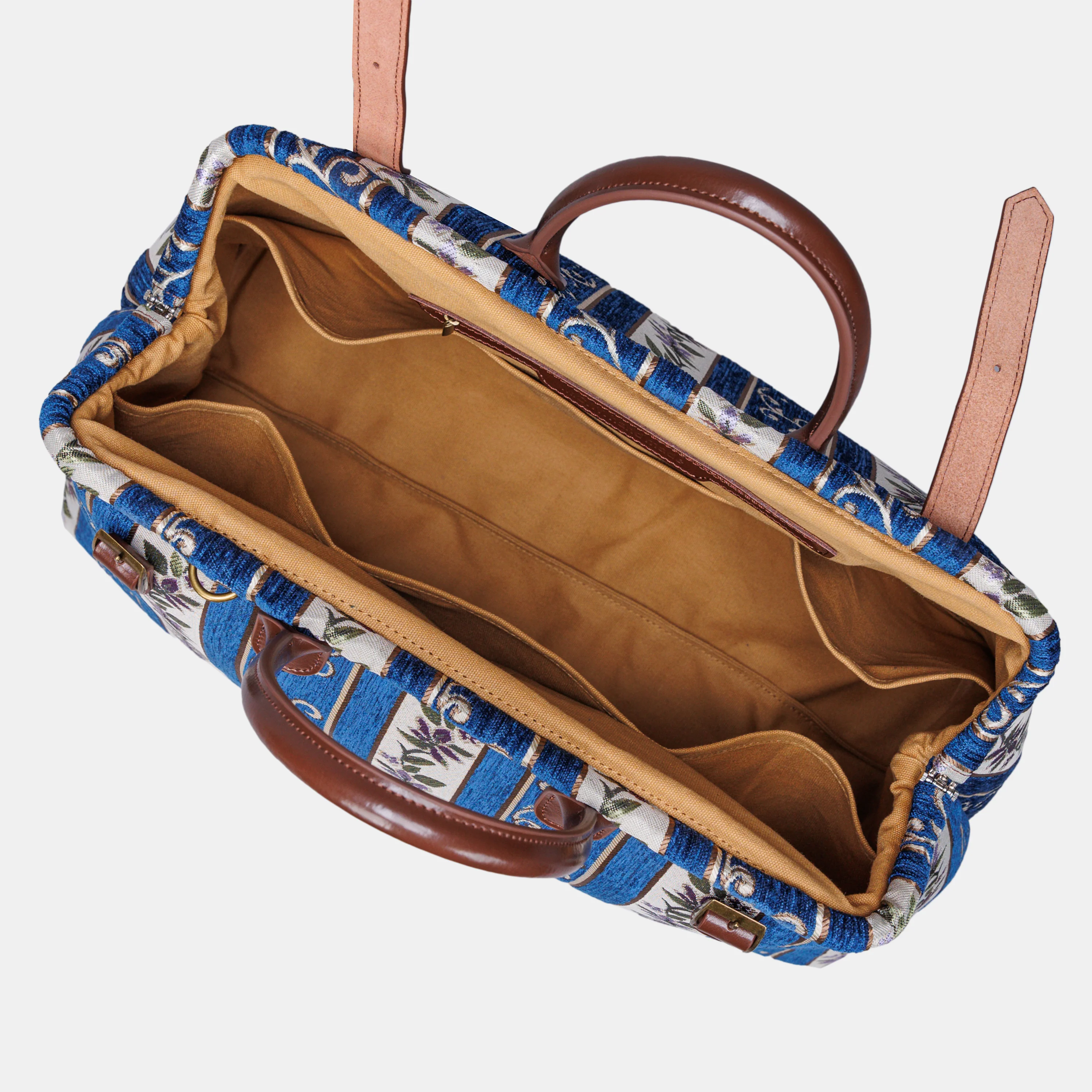 Victorian Stripes Navy Large Carpetbag - Image 7
