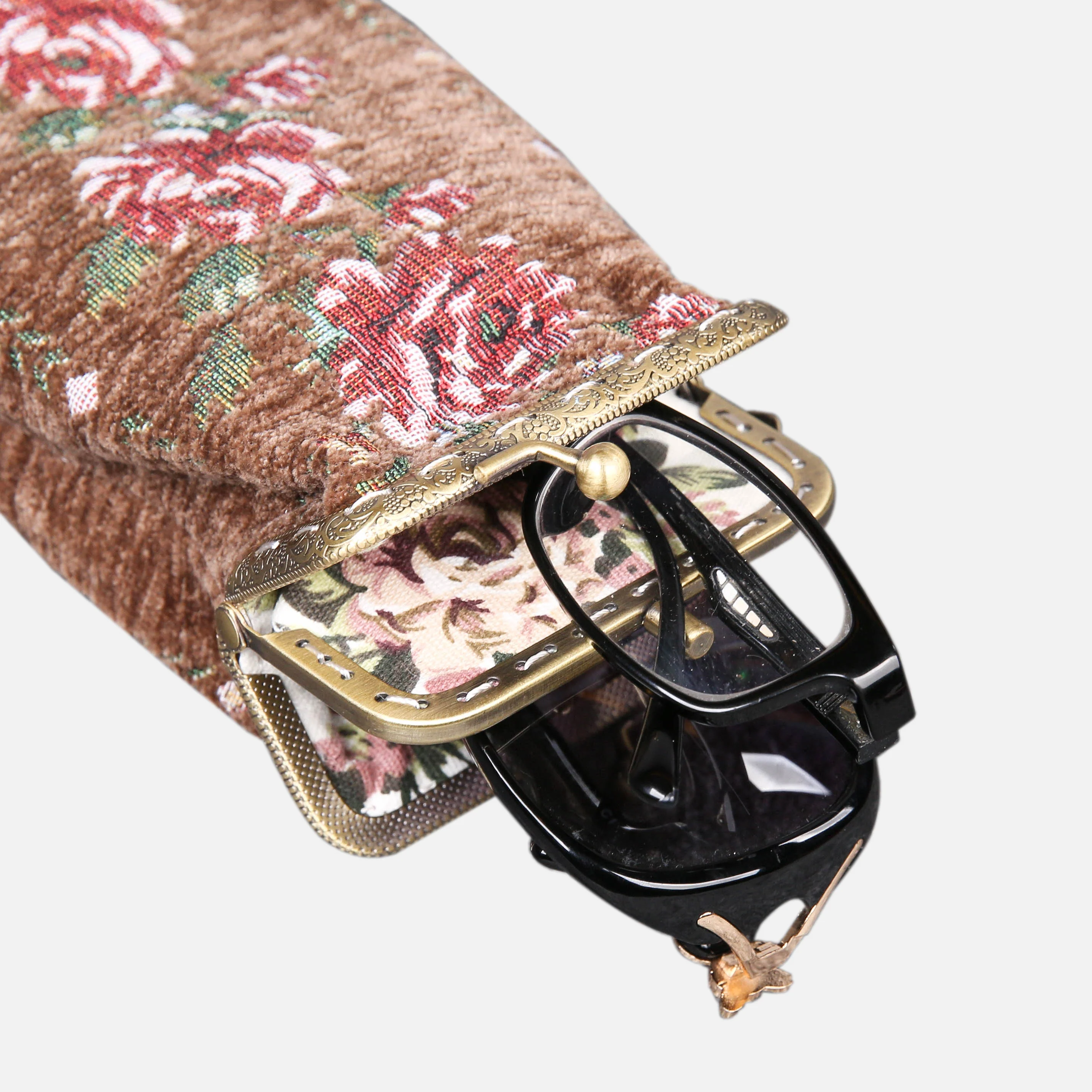 Rose Series Coffee Carpet Eyeglasses Case - Image 4