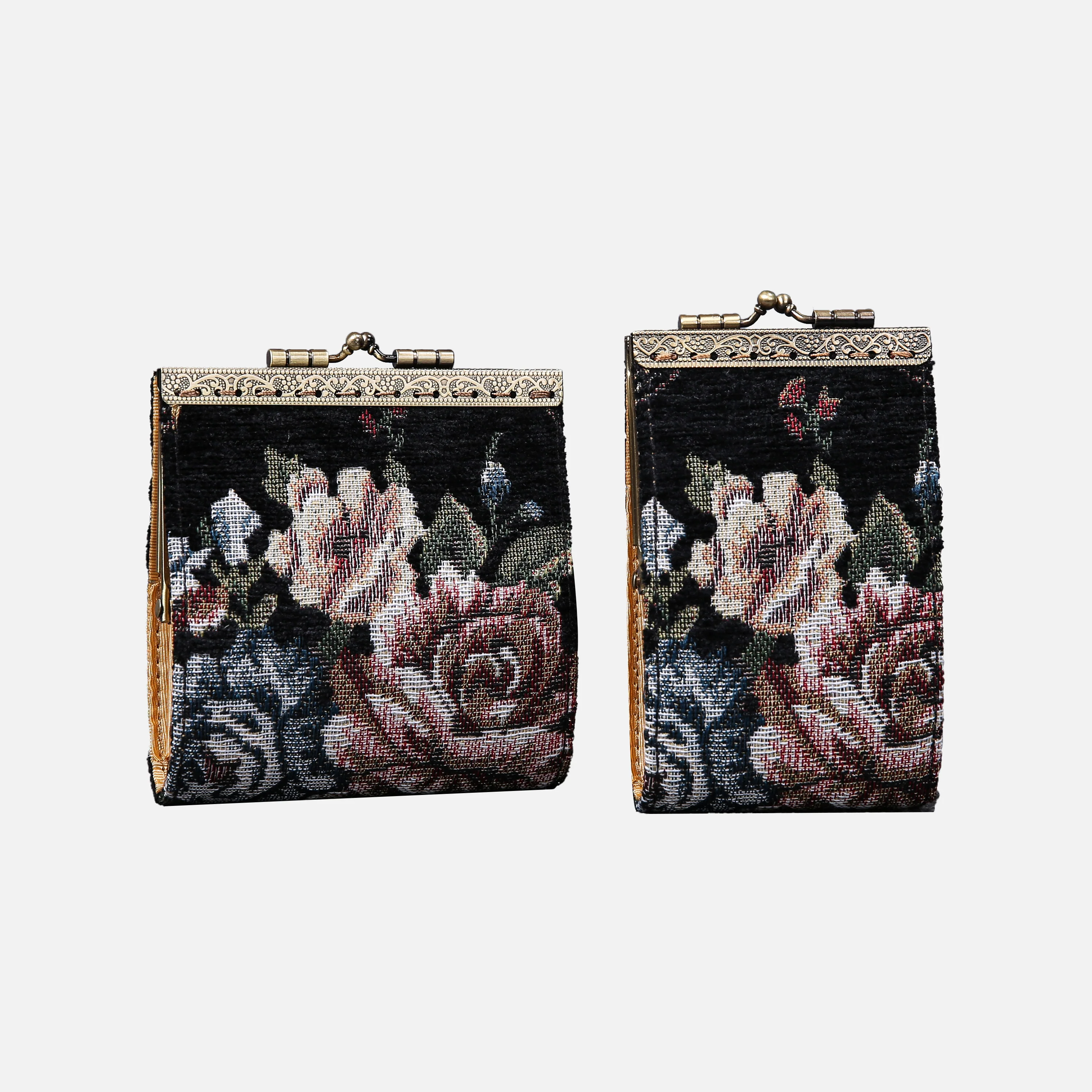 Floral Black Card Wallet