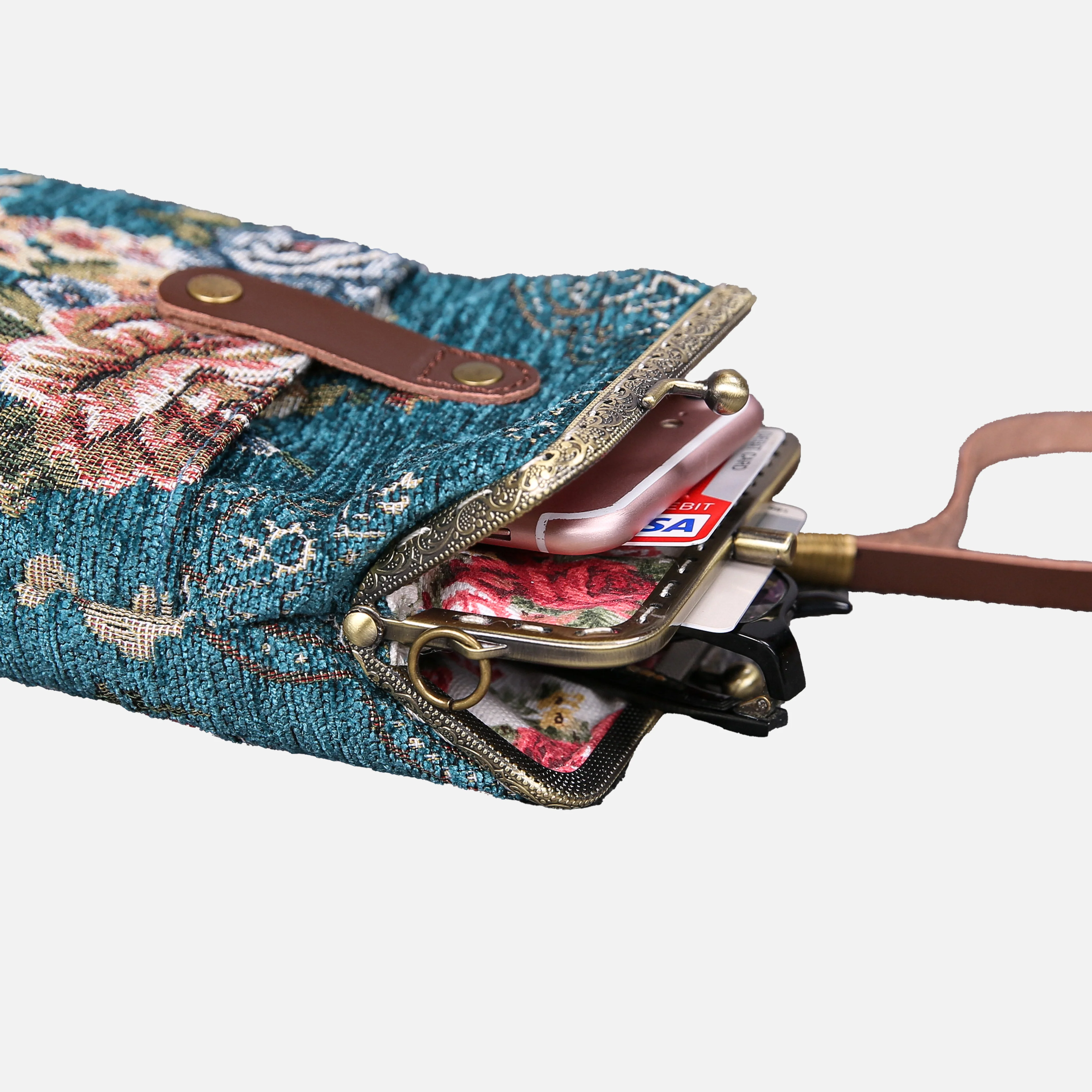 Floral Teal Carpet Phone Case - Image 11