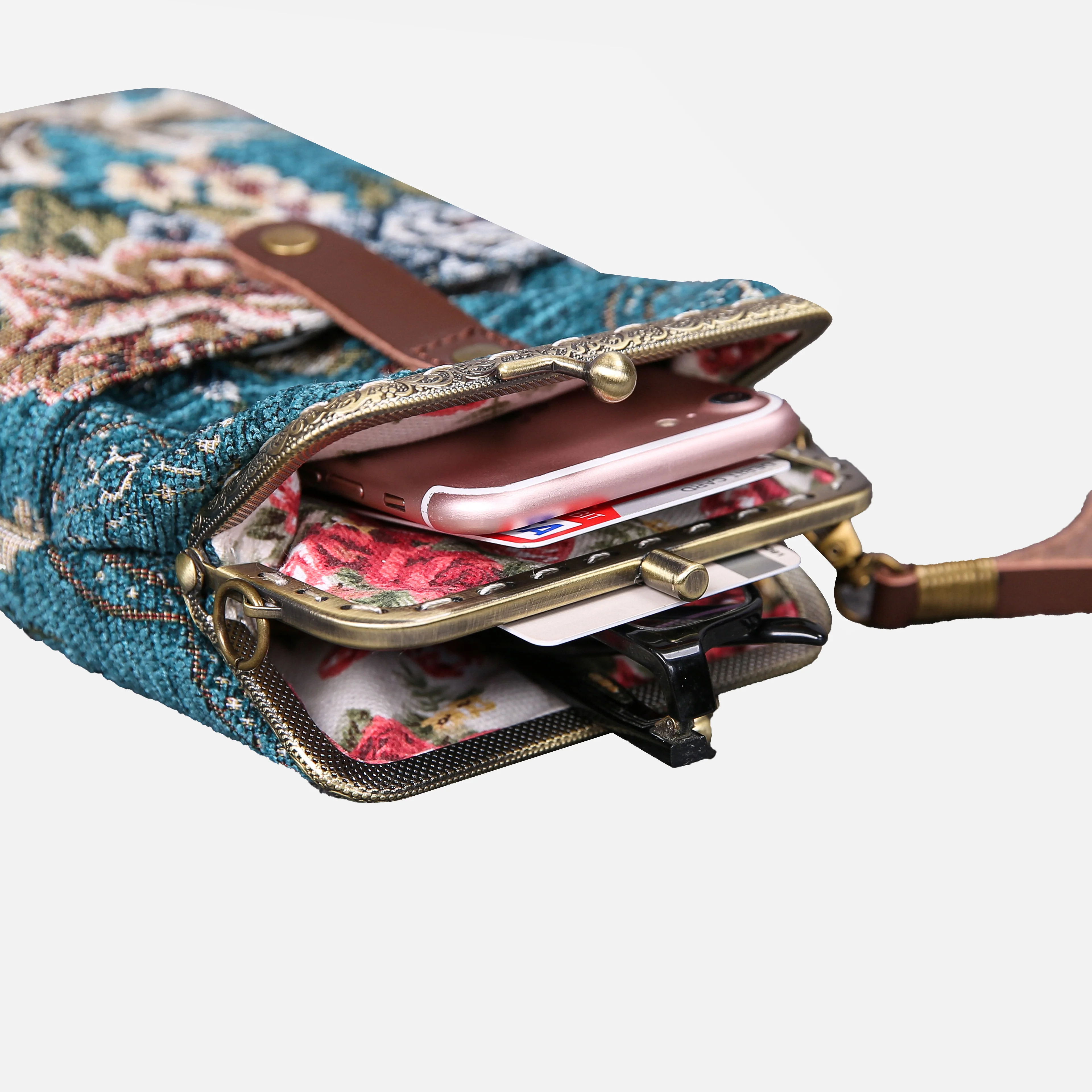 Floral Teal Carpet Phone Case - Image 3