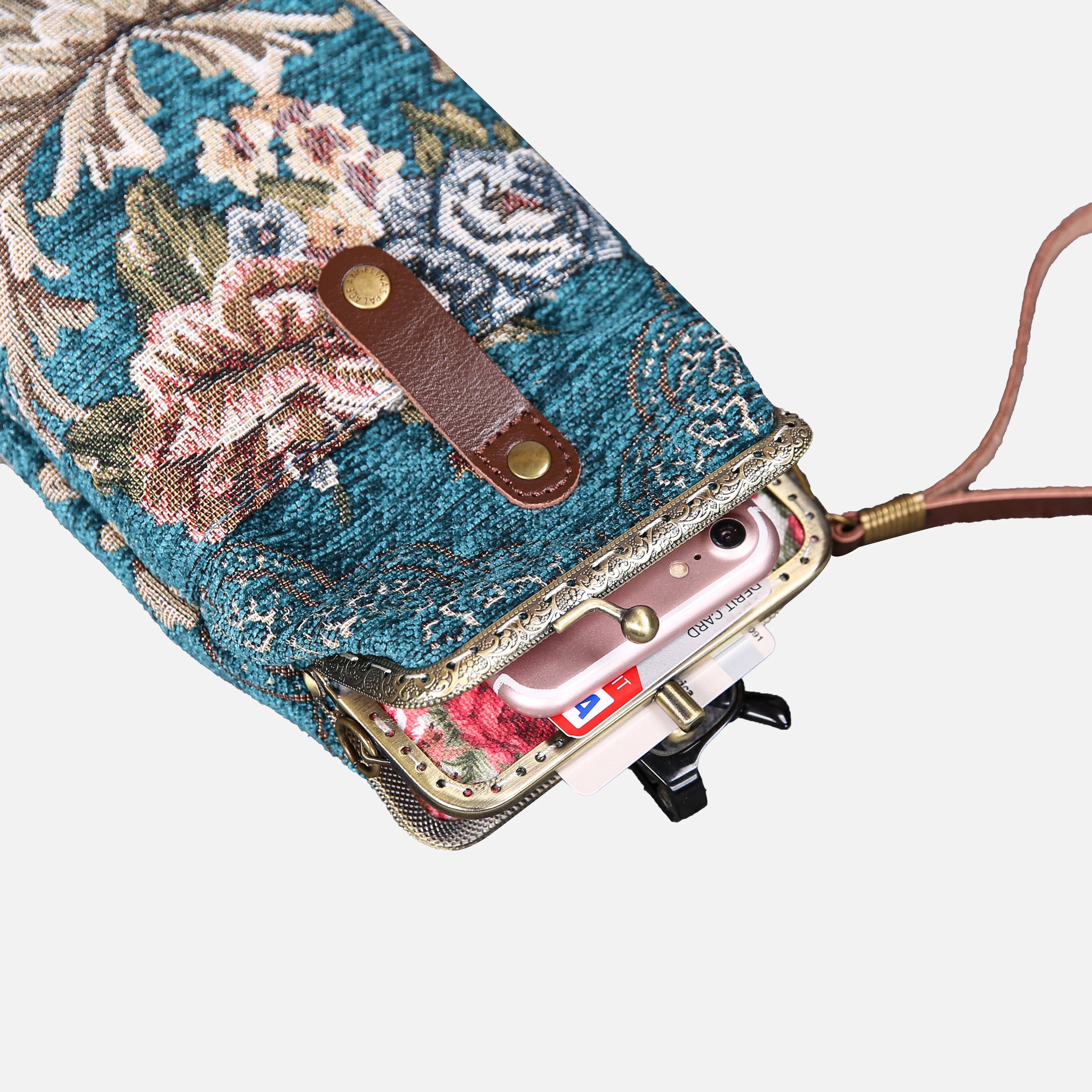 Floral Teal Carpet Phone Case - Image 5