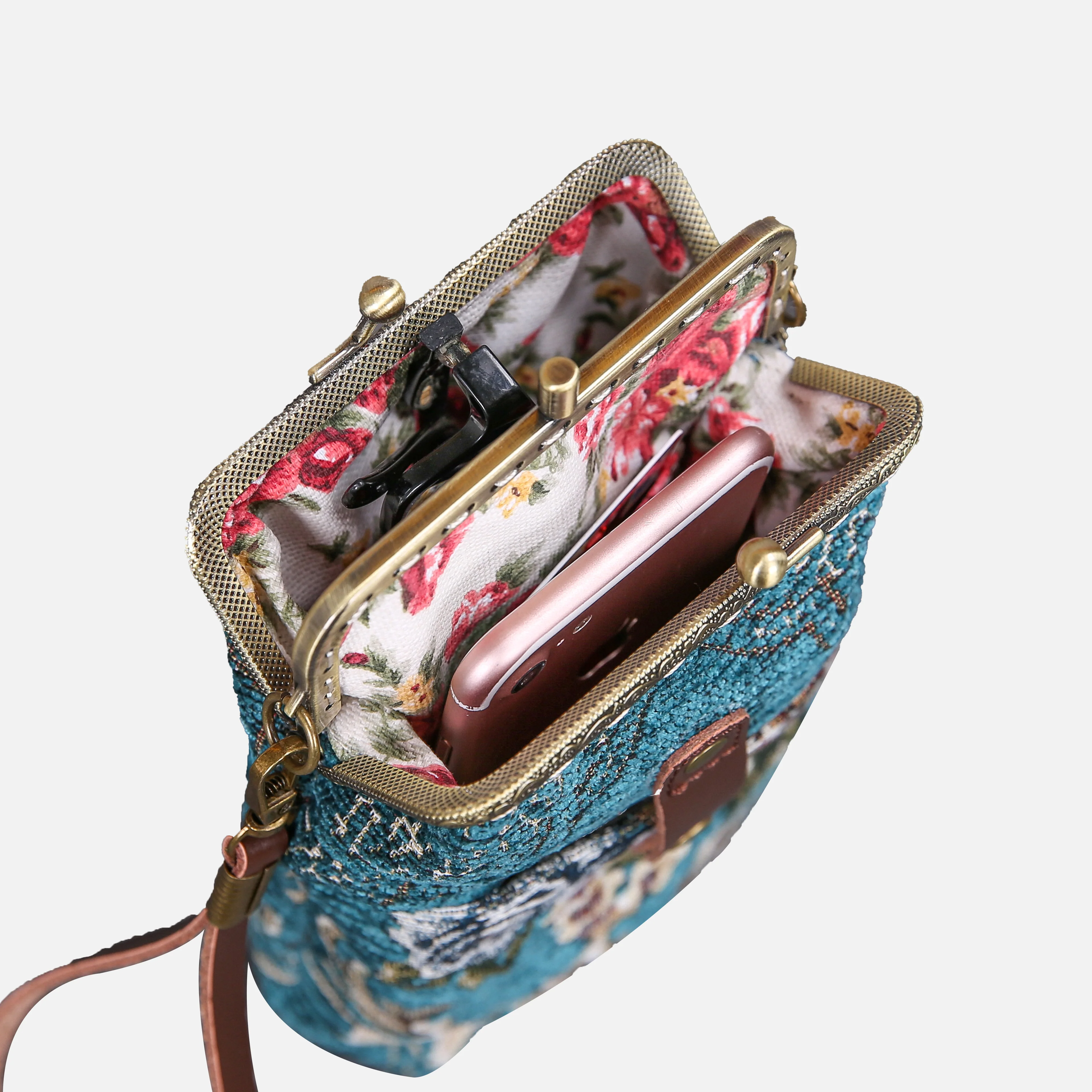 Floral Teal Carpet Phone Case - Image 9